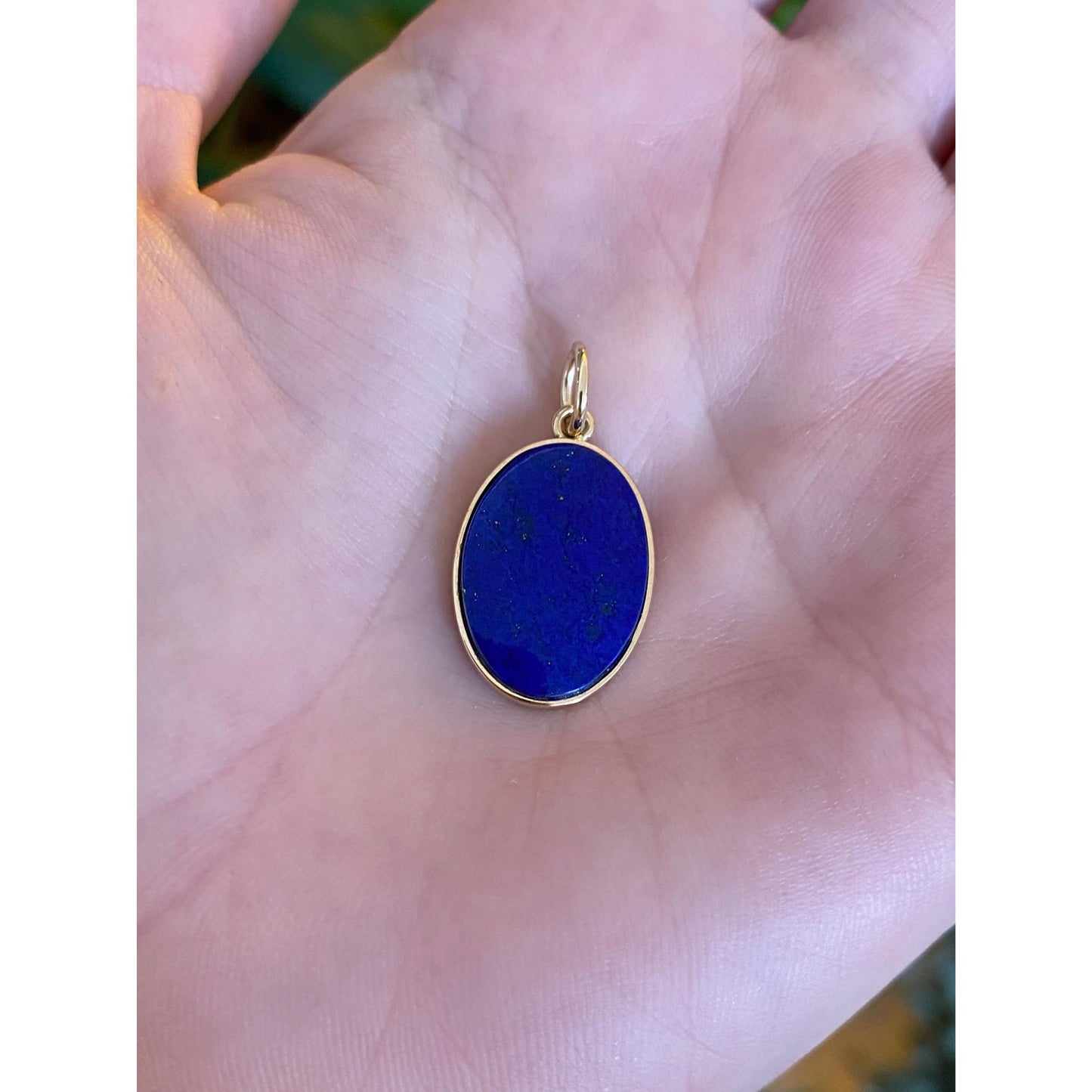Vintage Solid 14k Yellow Gold Blue Lapis Charm