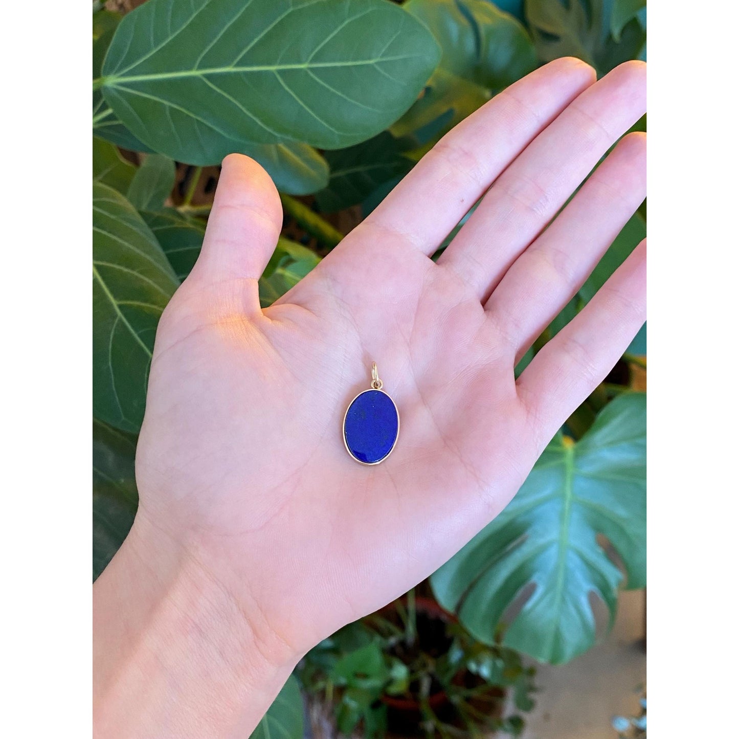 Vintage Solid 14k Yellow Gold Blue Lapis Charm