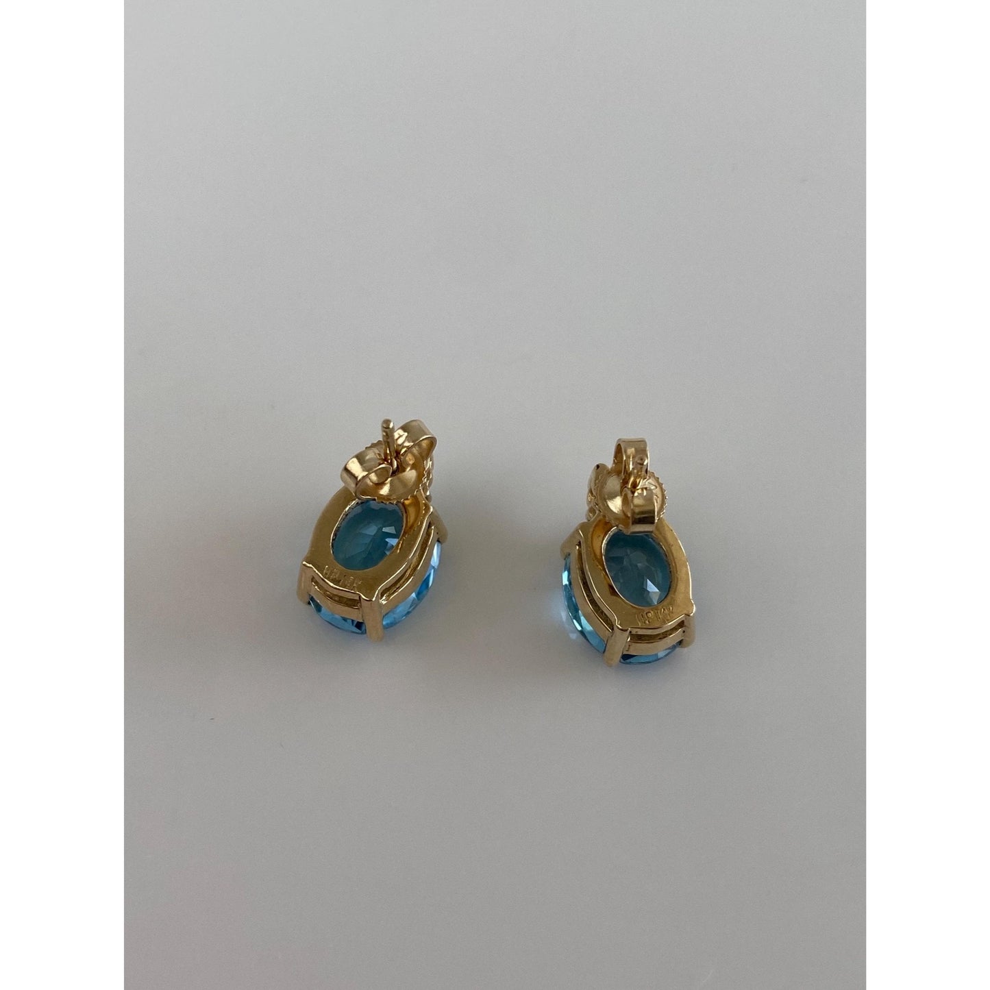 Vintage Solid 14k Yellow Gold Diamond Topaz Stud Earrings