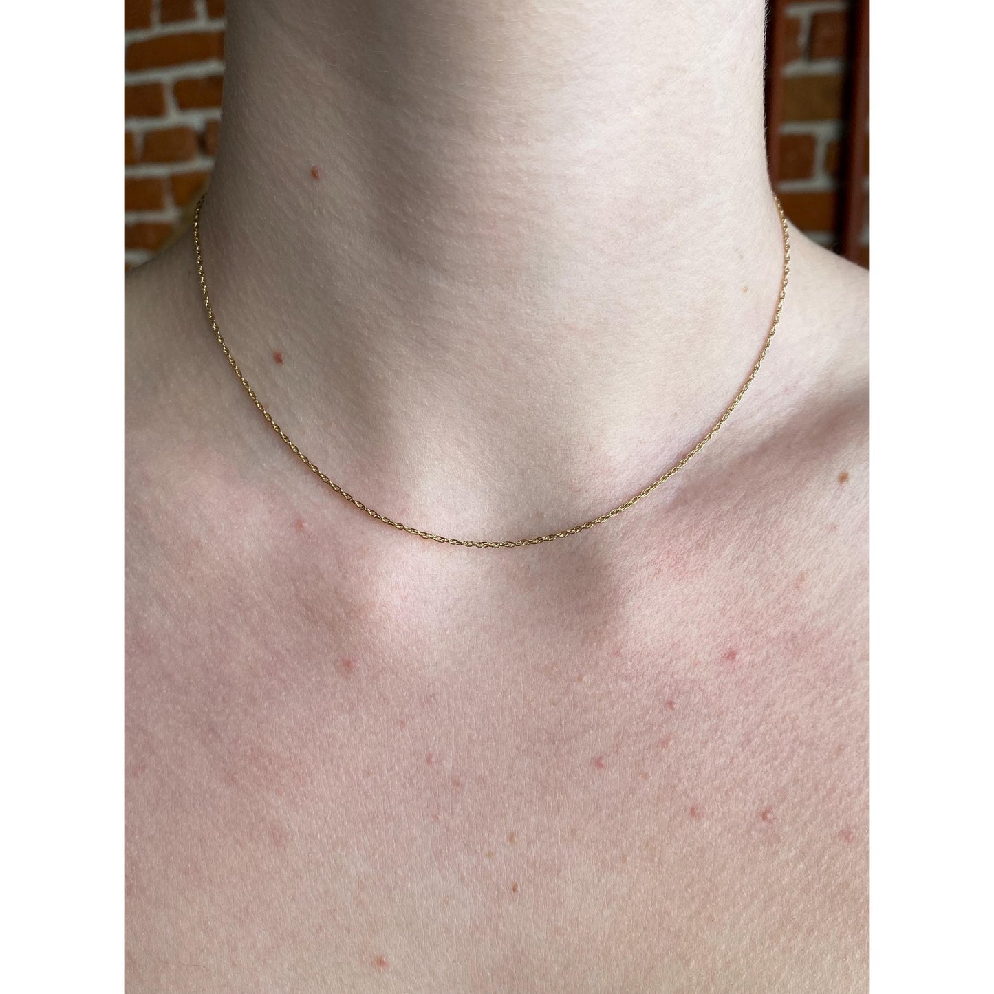 Vintage Solid 14k Yellow Gold Dainty Chain Necklace - 15.25 inches