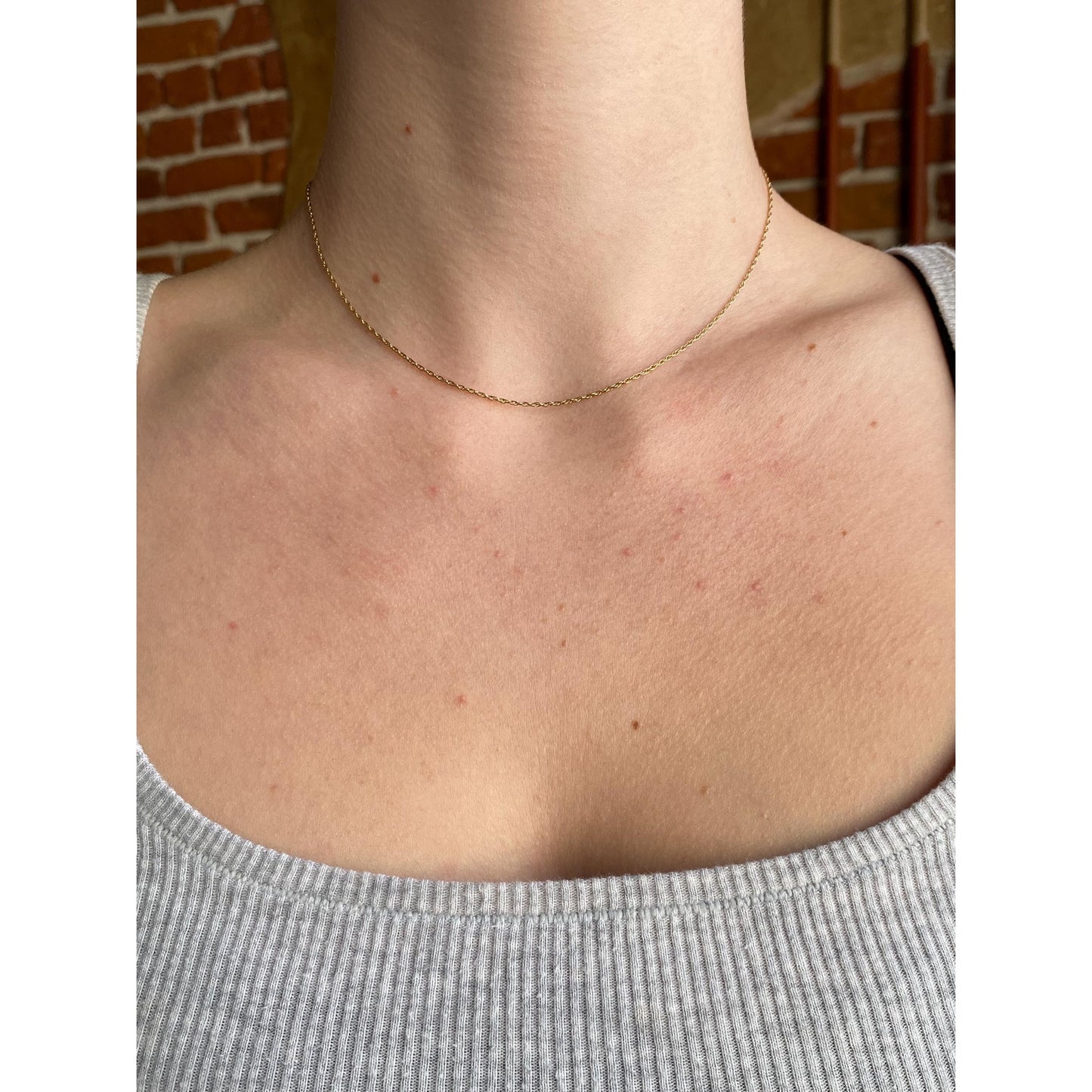 Vintage Solid 14k Yellow Gold Dainty Chain Necklace - 15.25 inches