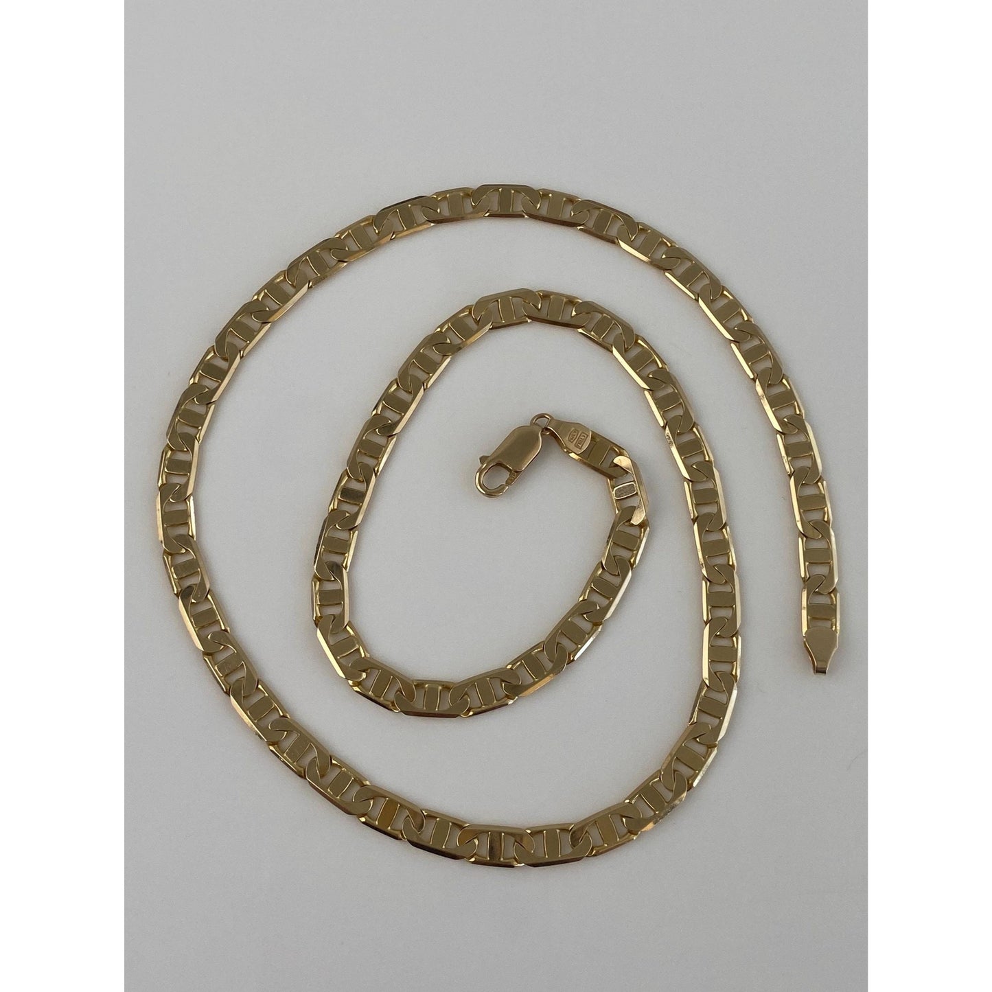 Vintage Solid 14k Yellow Gold Flat Mariner Chain Necklace - 20.75 inches