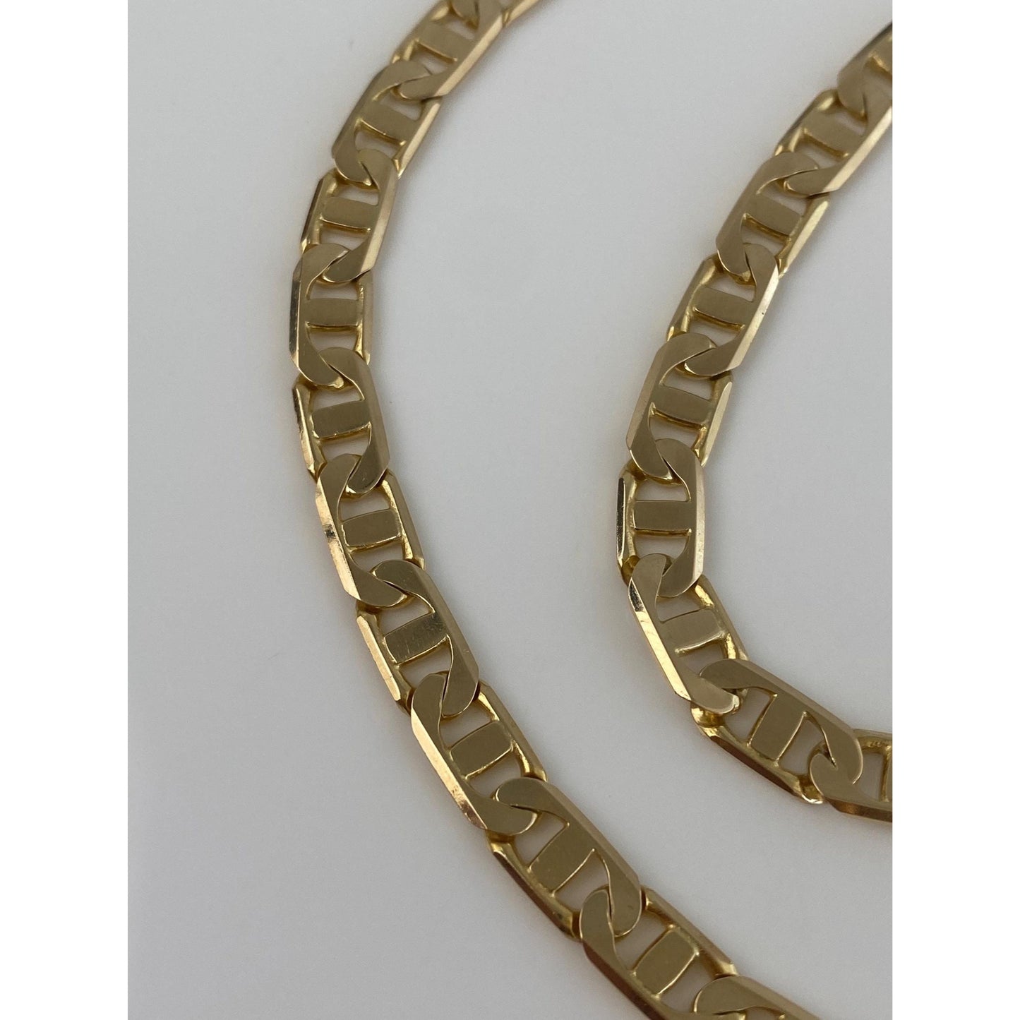 Vintage Solid 14k Yellow Gold Flat Mariner Chain Necklace - 20.75 inches