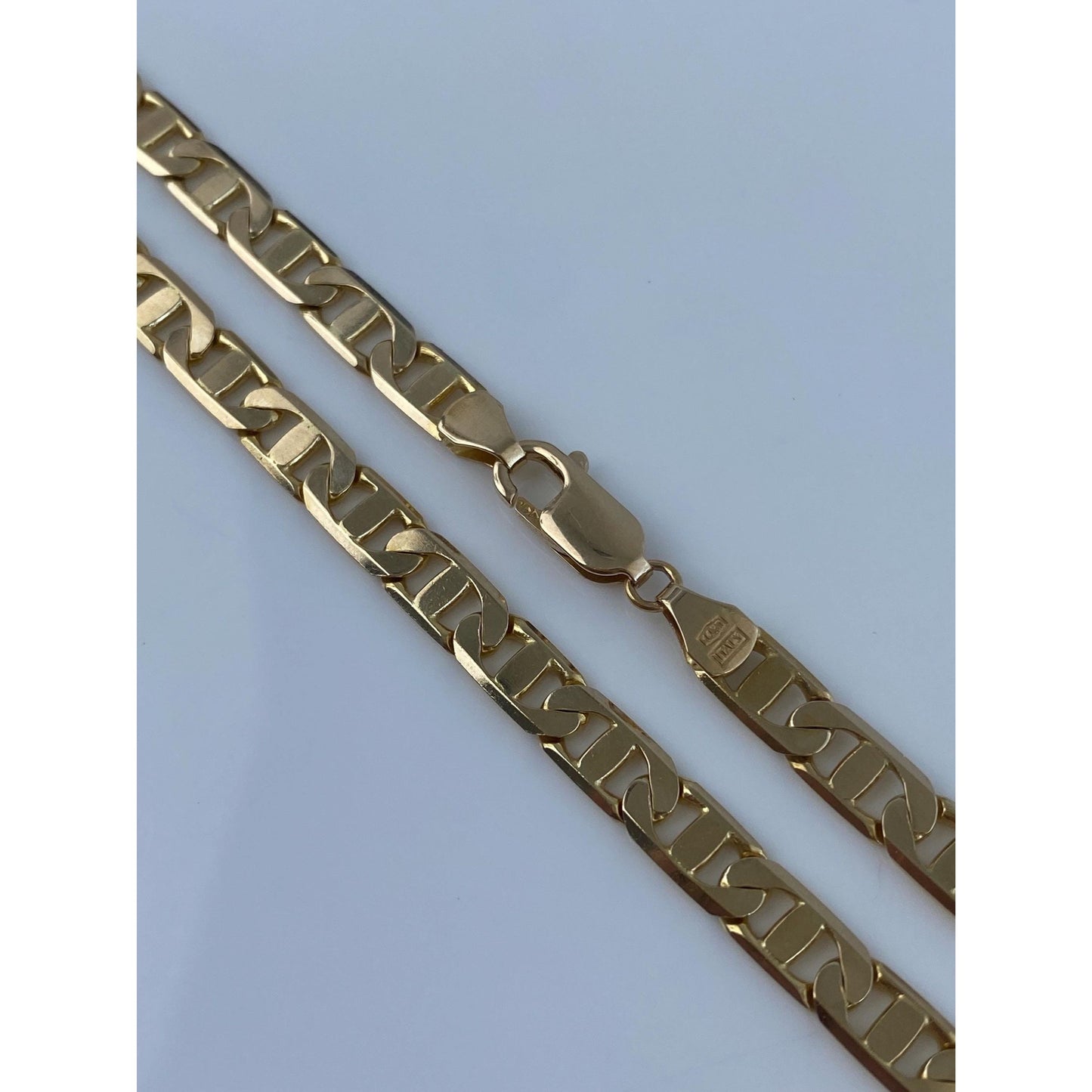 Vintage Solid 14k Yellow Gold Flat Mariner Chain Necklace - 20.75 inches