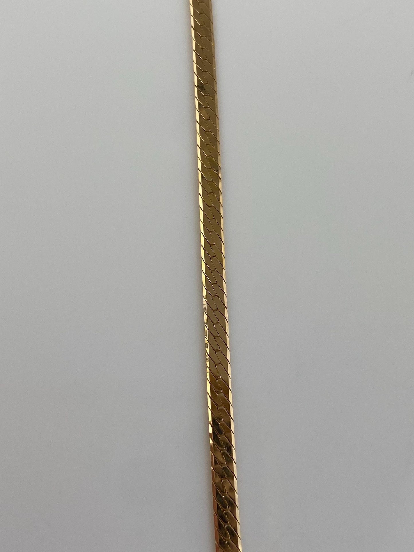 Vintage Solid 14k Yellow Gold Heart Design Herringbone Chain Bracelet - 7 inches