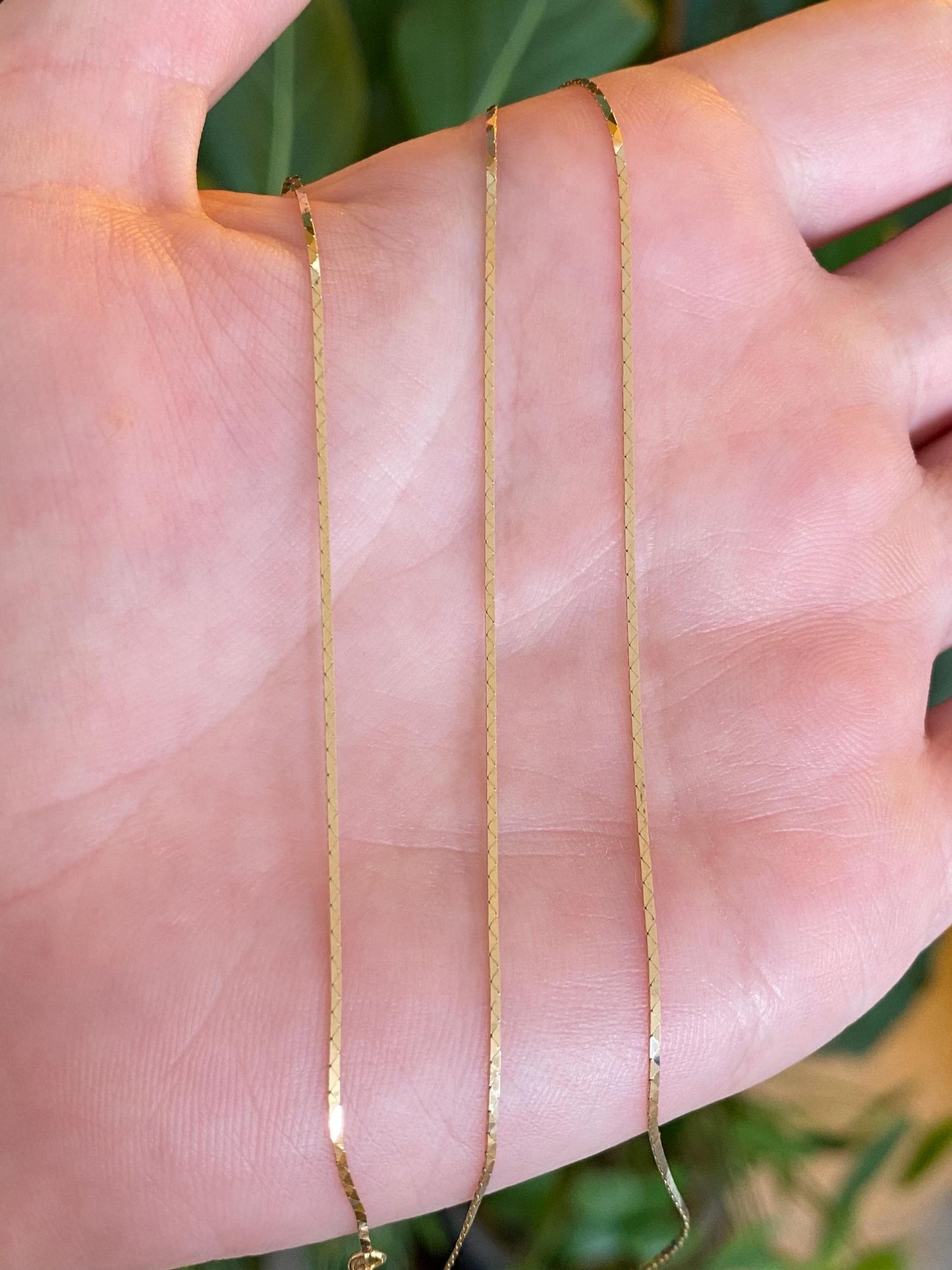 Vintage Solid 14k Yellow Gold Dainty Triangle Link Chain Necklace - 18 inches