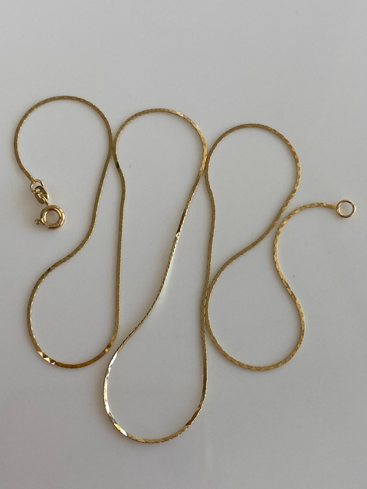 Vintage Solid 14k Yellow Gold Dainty Triangle Link Chain Necklace - 18 inches