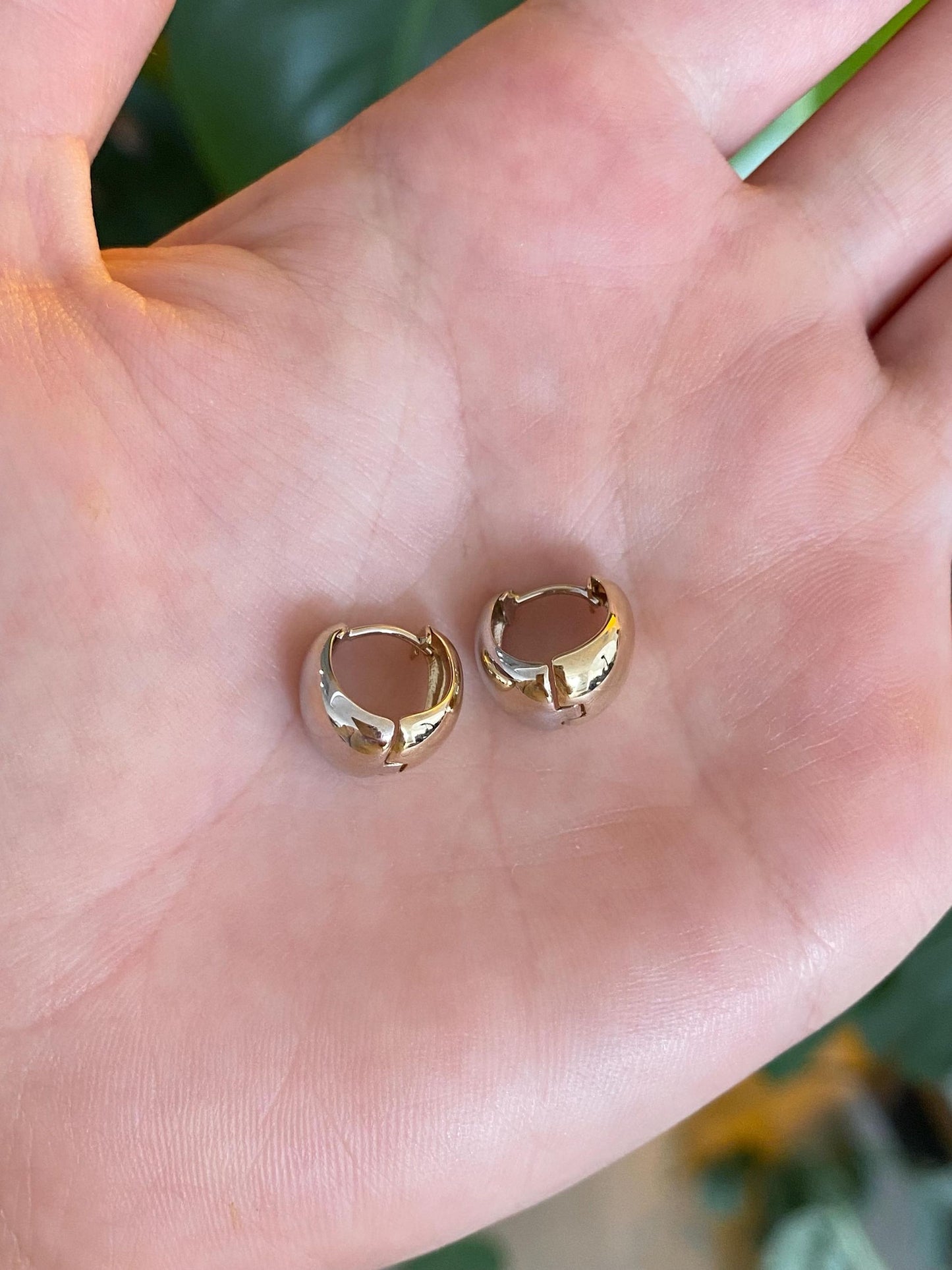 Vintage Solid 14k White & Yellow Gold Hoop Earrings
