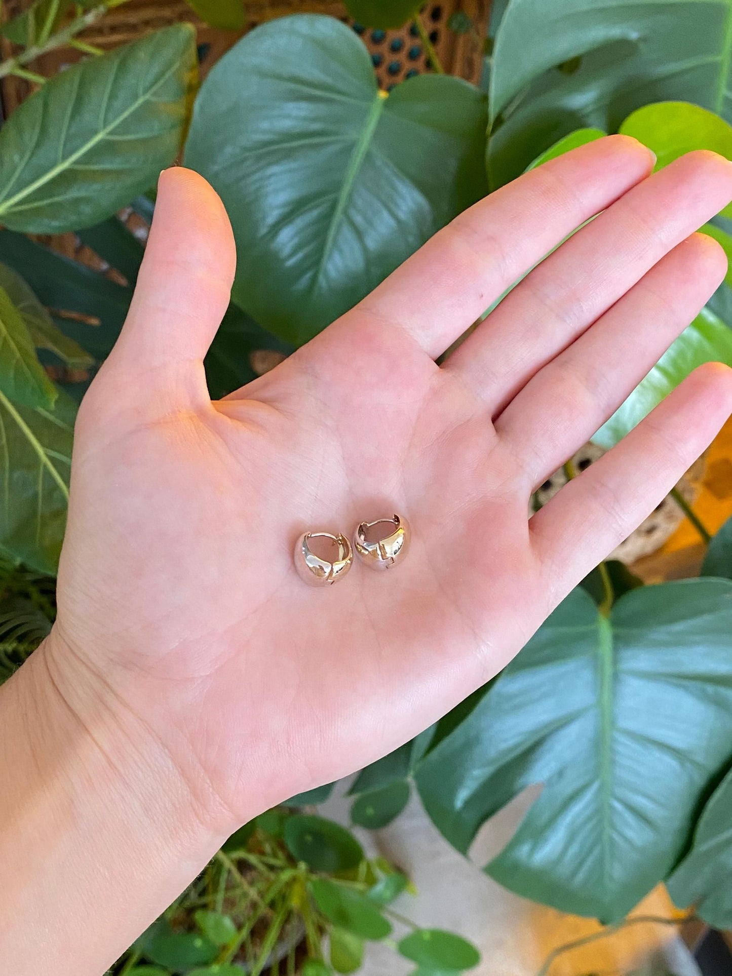 Vintage Solid 14k White & Yellow Gold Hoop Earrings
