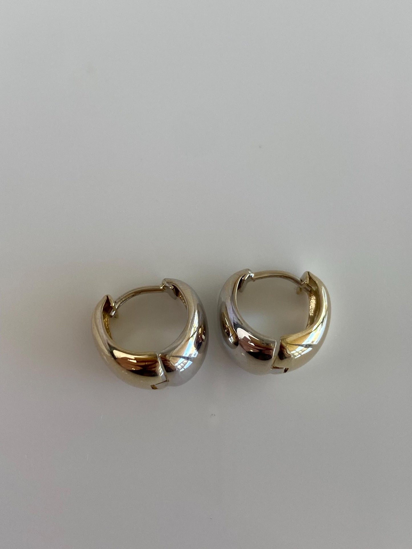 Vintage Solid 14k White & Yellow Gold Hoop Earrings
