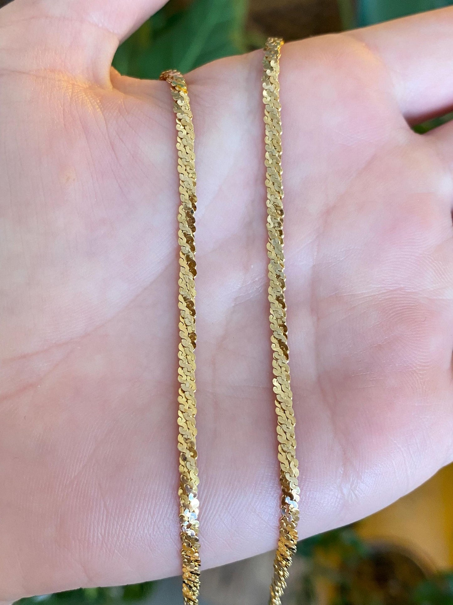Vintage Solid 14k Yellow Gold Twisted Layered Serpentine Chain Necklace - 16.75 inches