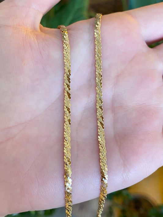 Vintage Solid 14k Yellow Gold Twisted Layered Serpentine Chain Necklace - 16.75 inches