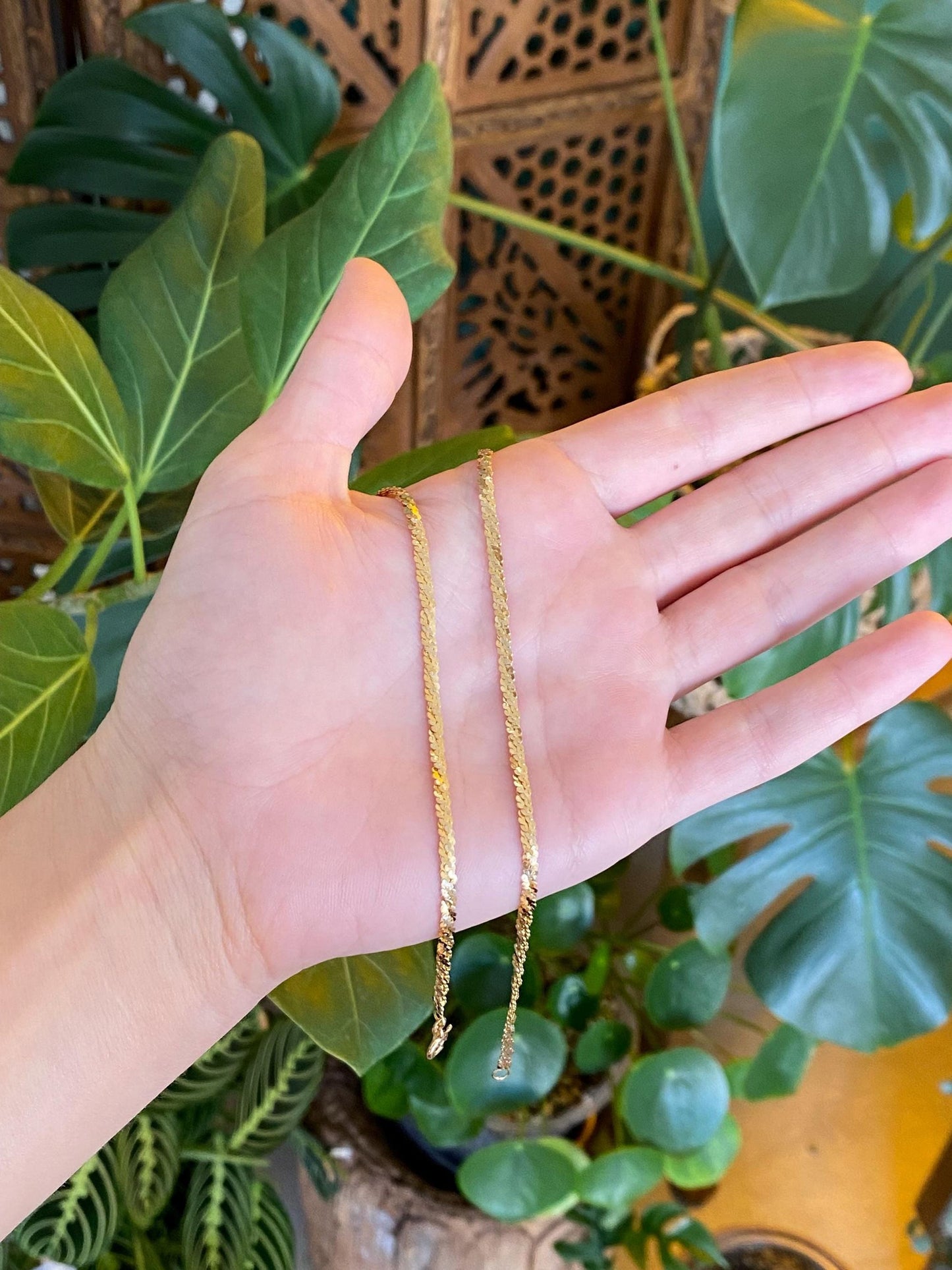 Vintage Solid 14k Yellow Gold Twisted Layered Serpentine Chain Necklace - 16.75 inches