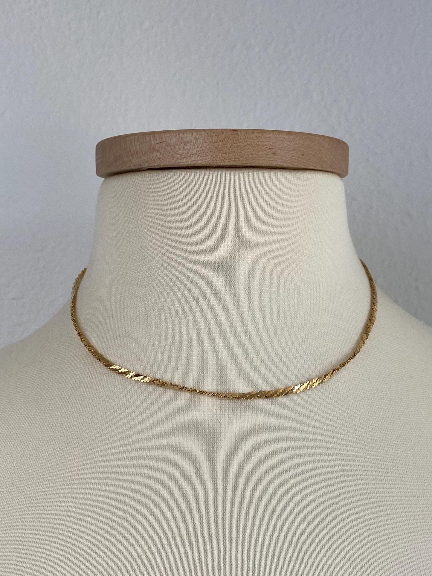 Vintage Solid 14k Yellow Gold Twisted Layered Serpentine Chain Necklace - 16.75 inches