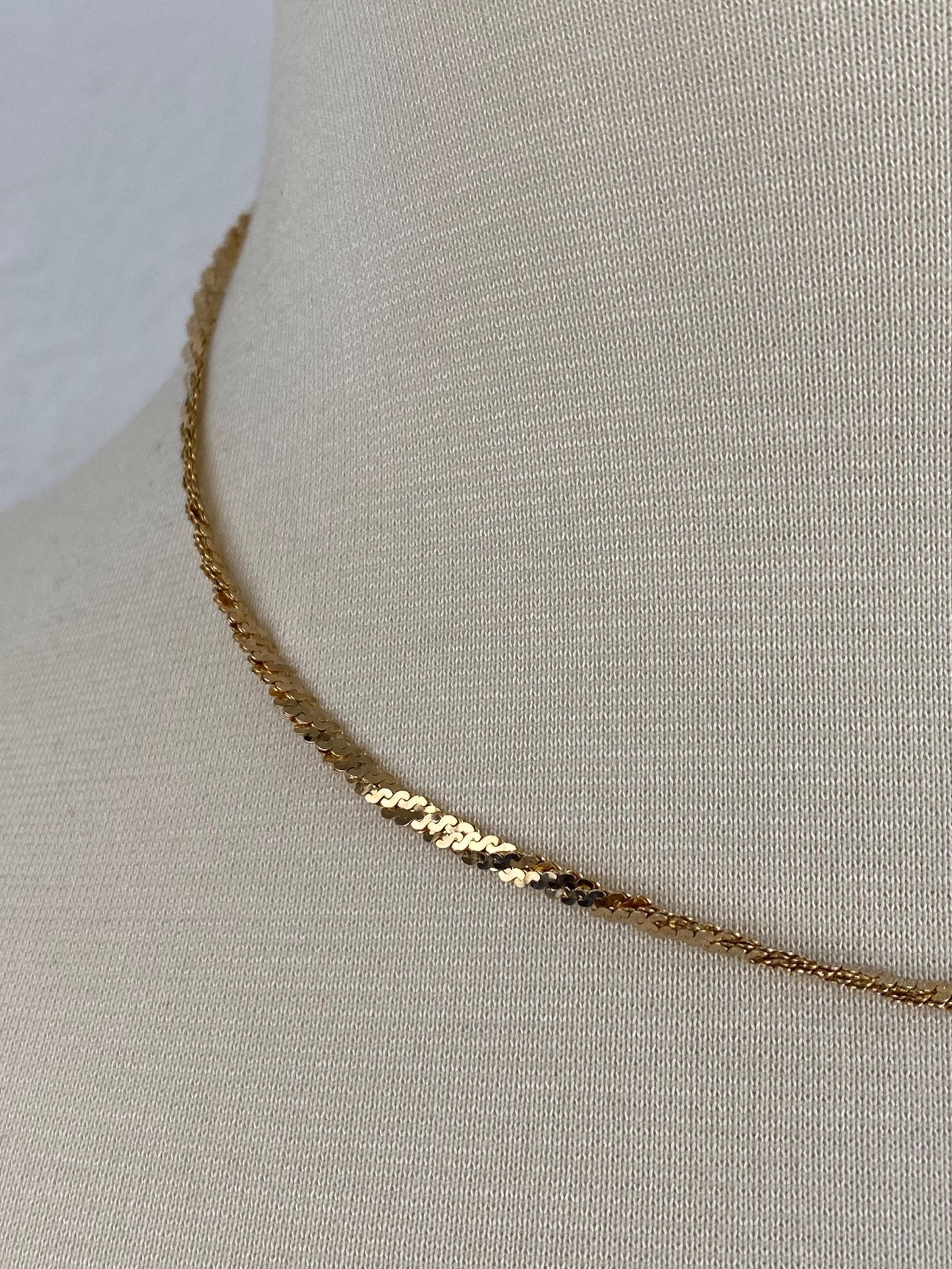 Vintage Solid 14k Yellow Gold Twisted Layered Serpentine Chain Necklace - 16.75 inches