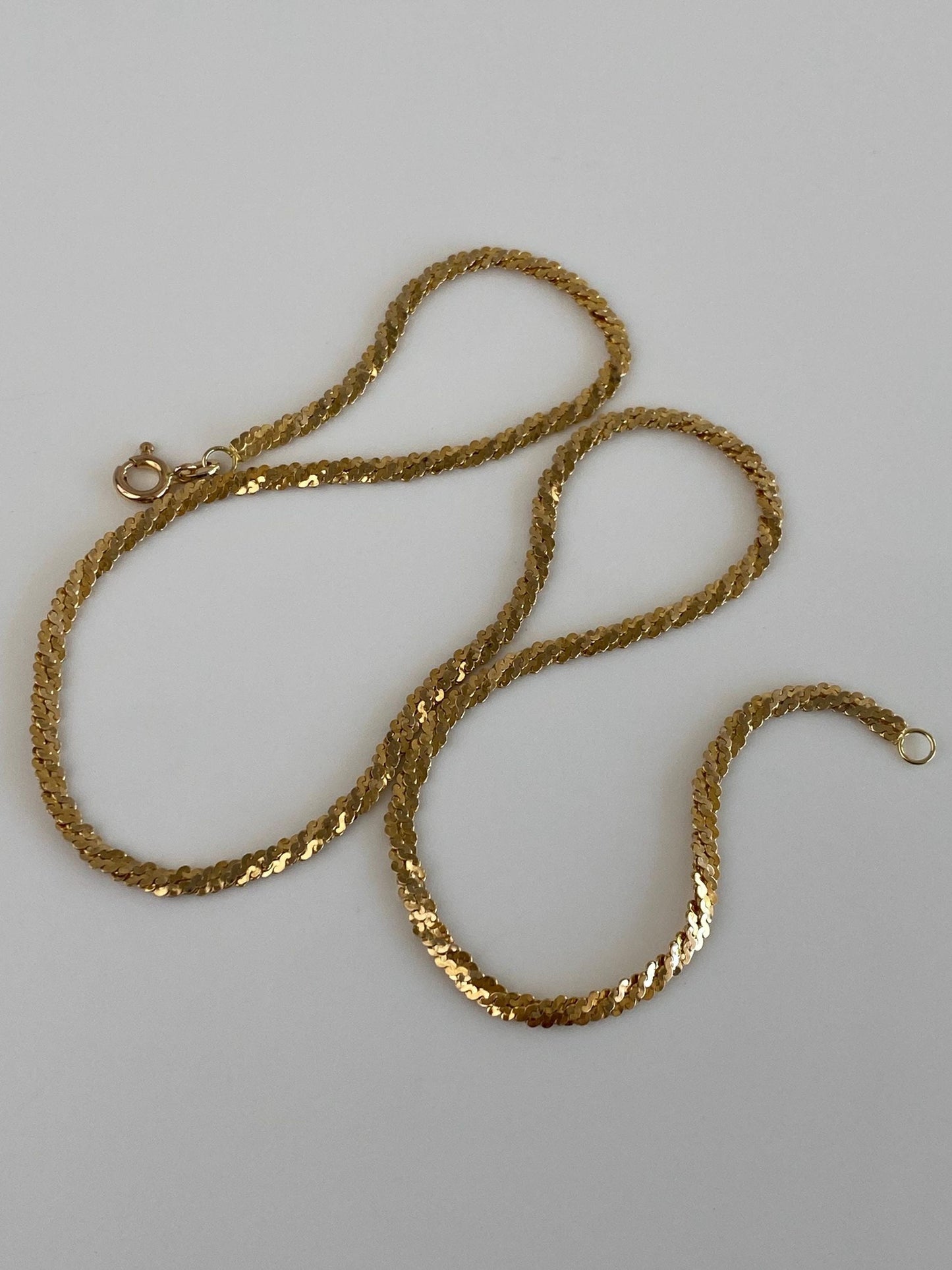 Vintage Solid 14k Yellow Gold Twisted Layered Serpentine Chain Necklace - 16.75 inches