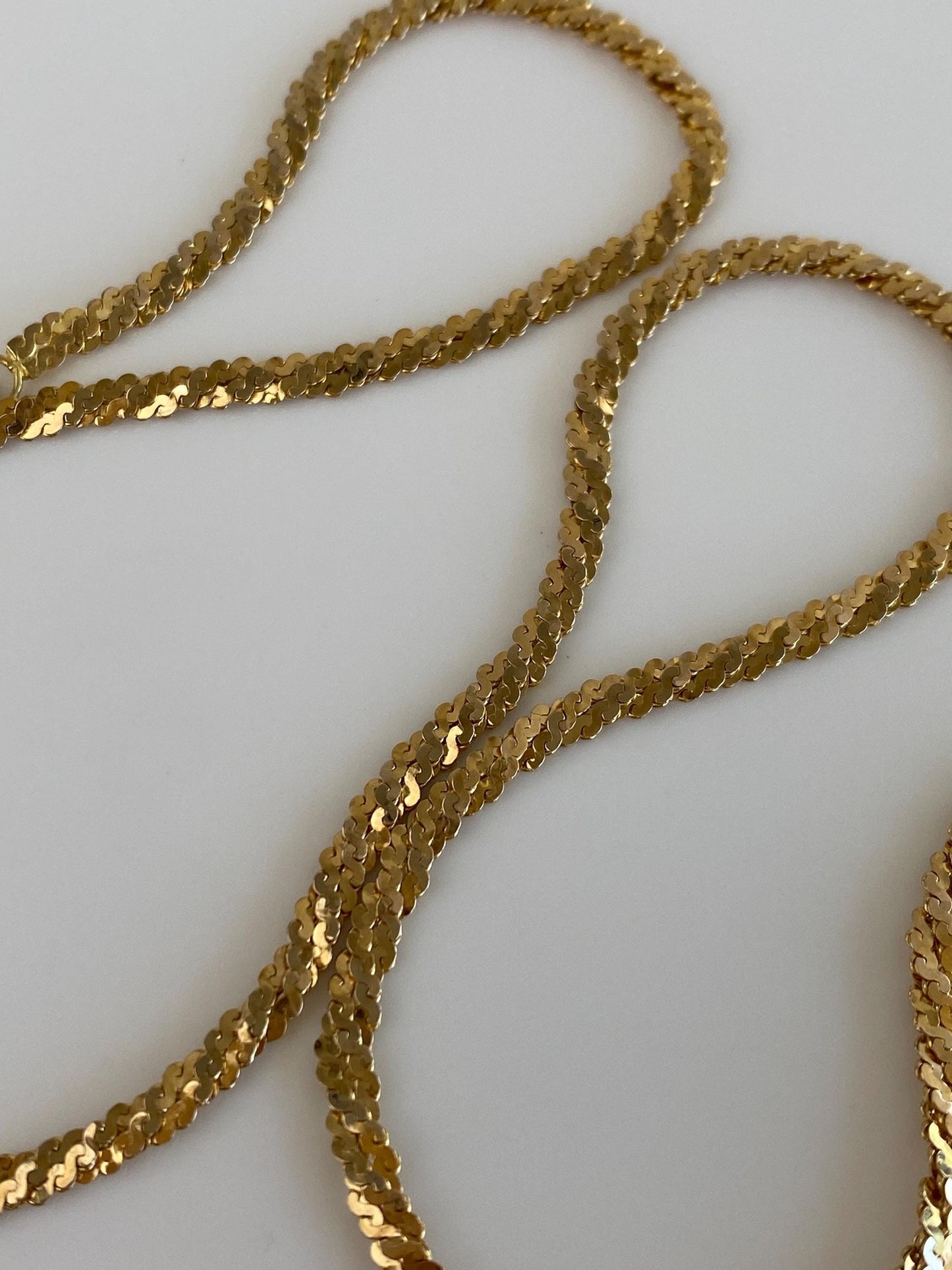 Vintage Solid 14k Yellow Gold Twisted Layered Serpentine Chain Necklace - 16.75 inches