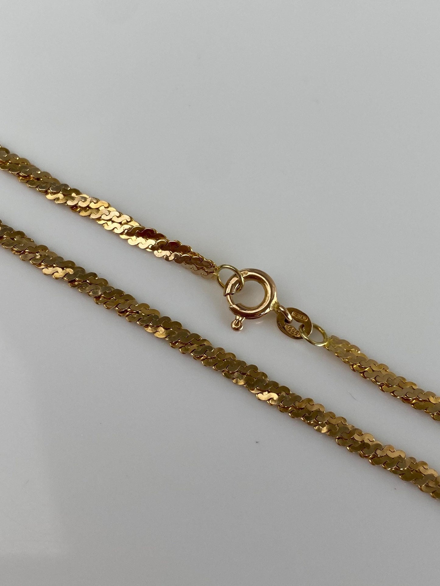 Vintage Solid 14k Yellow Gold Twisted Layered Serpentine Chain Necklace - 16.75 inches