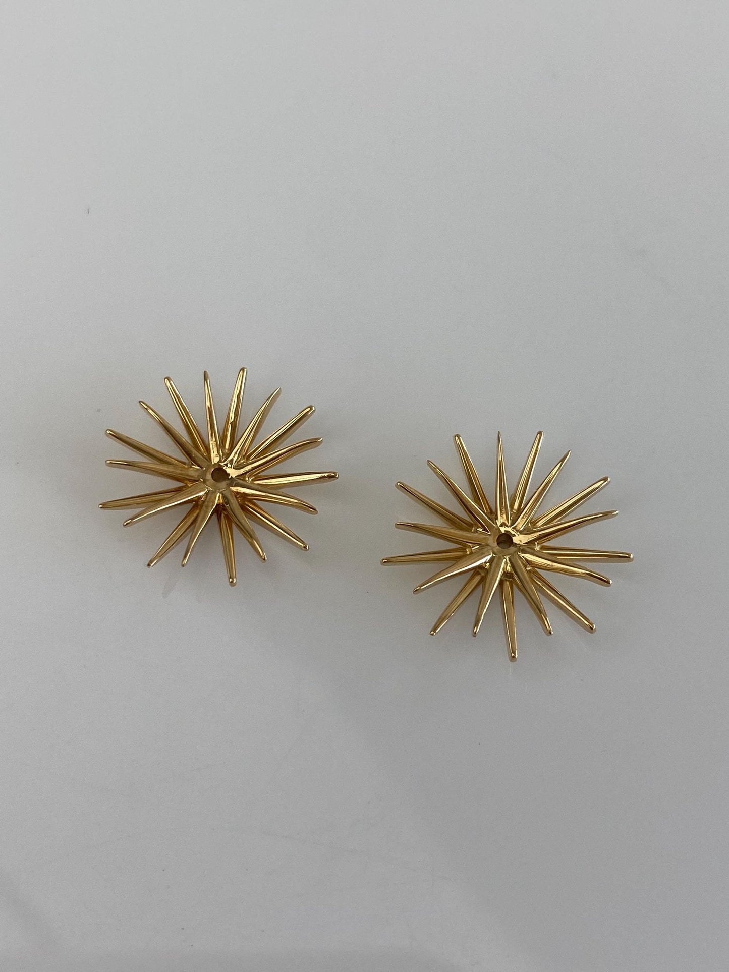 Vintage Solid 18k Yellow Gold Starburst Earring Jackets
