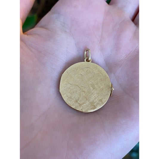 Vintage Solid 14k Yellow Gold Textured Monogram Initial JPB Photo Book Locket Charm