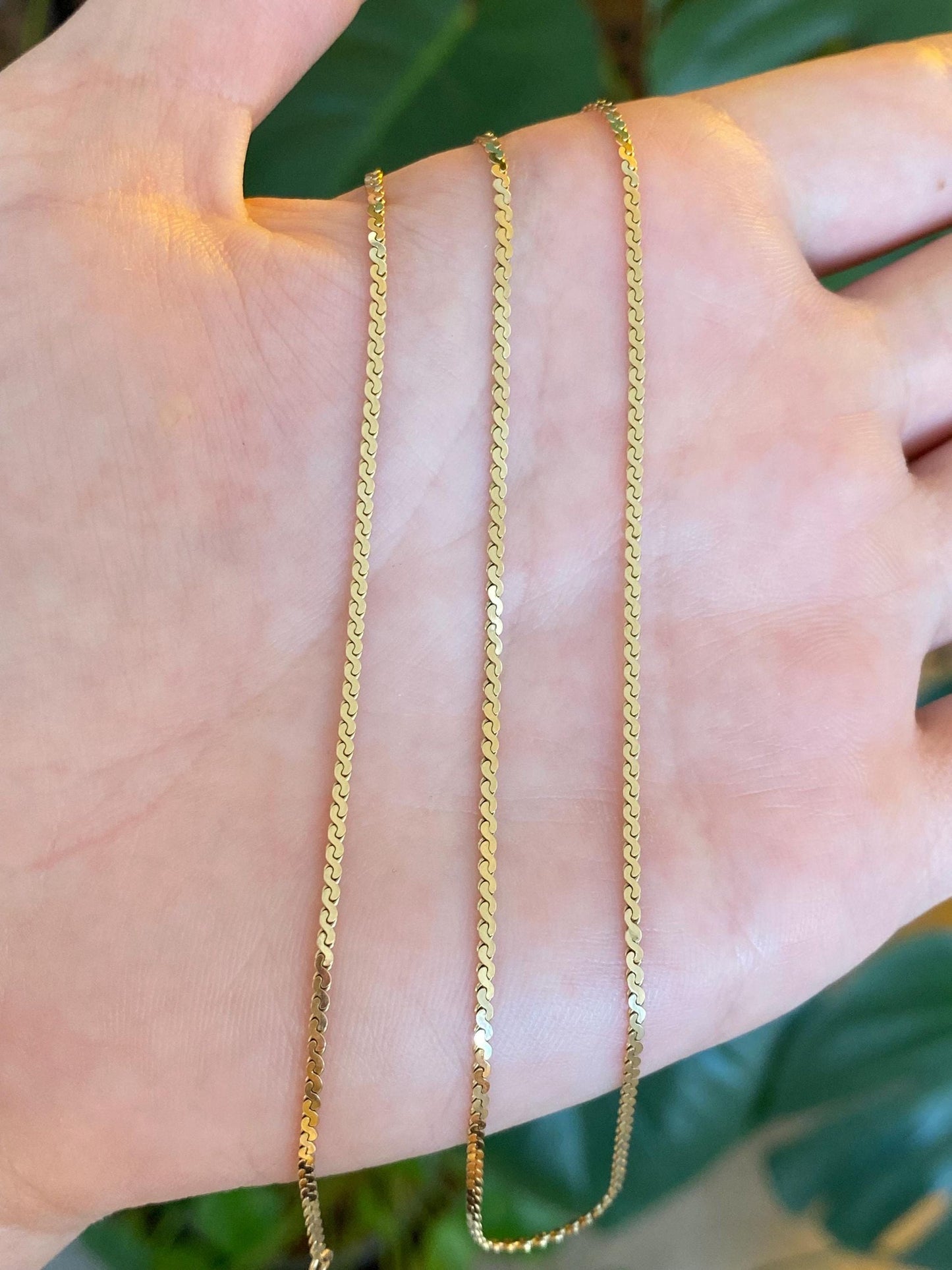 Vintage Solid 14k Yellow Gold Serpentine Chain Necklace - 18.25 inches