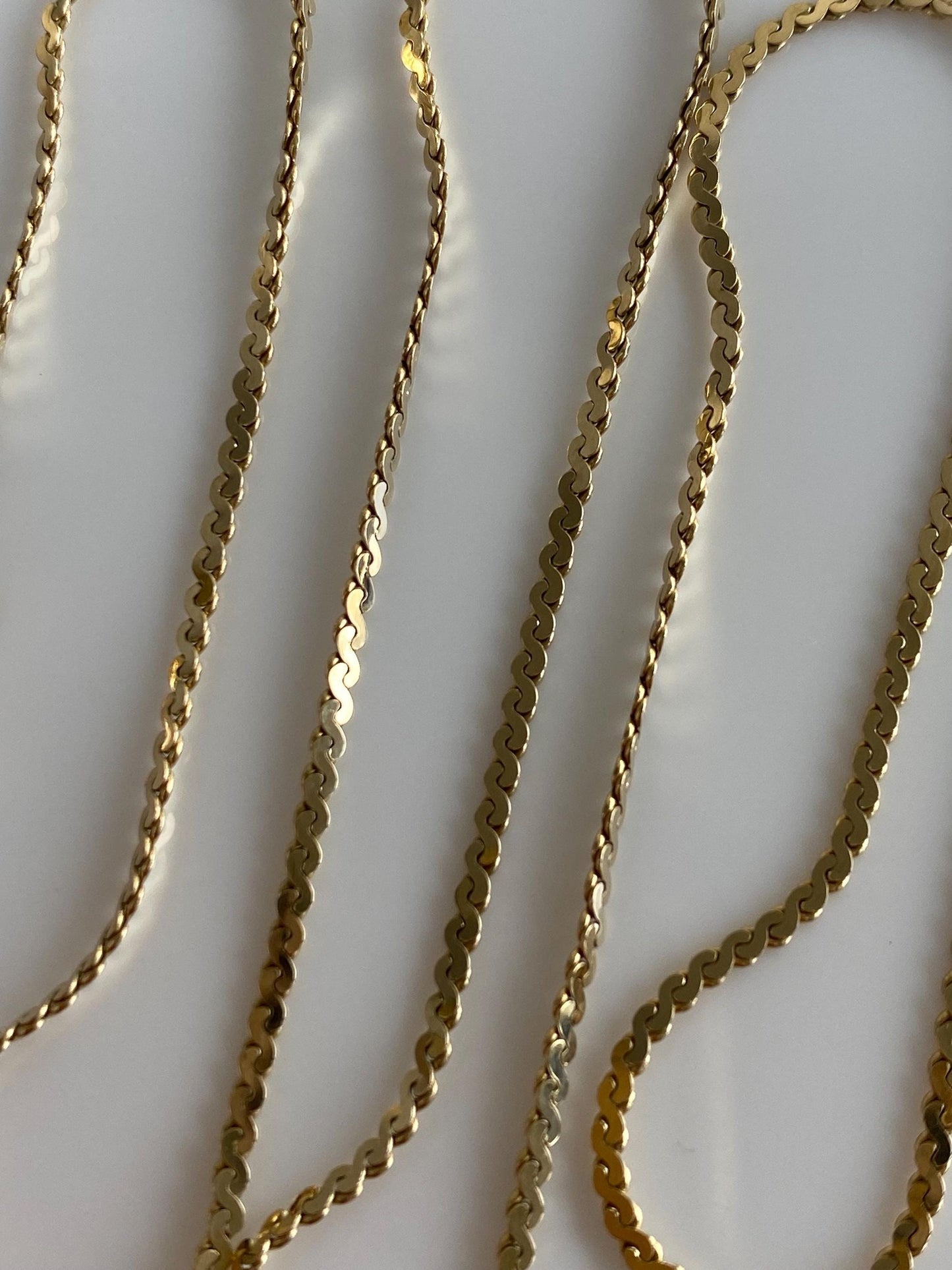 Vintage Solid 14k Yellow Gold Serpentine Chain Necklace - 18.25 inches