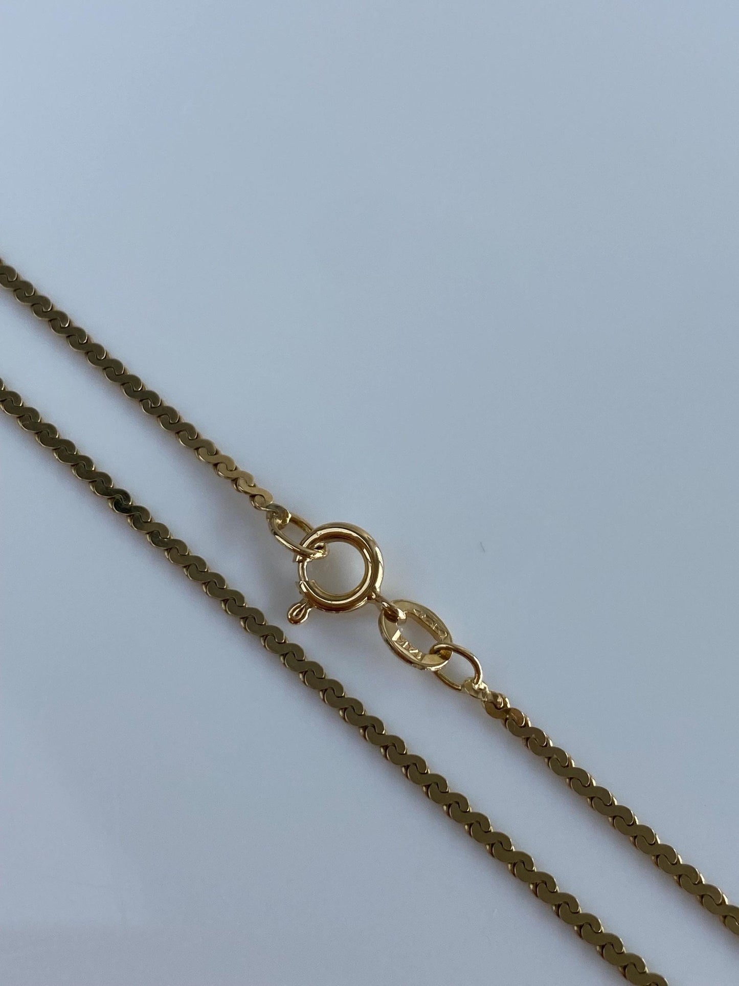 Vintage Solid 14k Yellow Gold Serpentine Chain Necklace - 18.25 inches