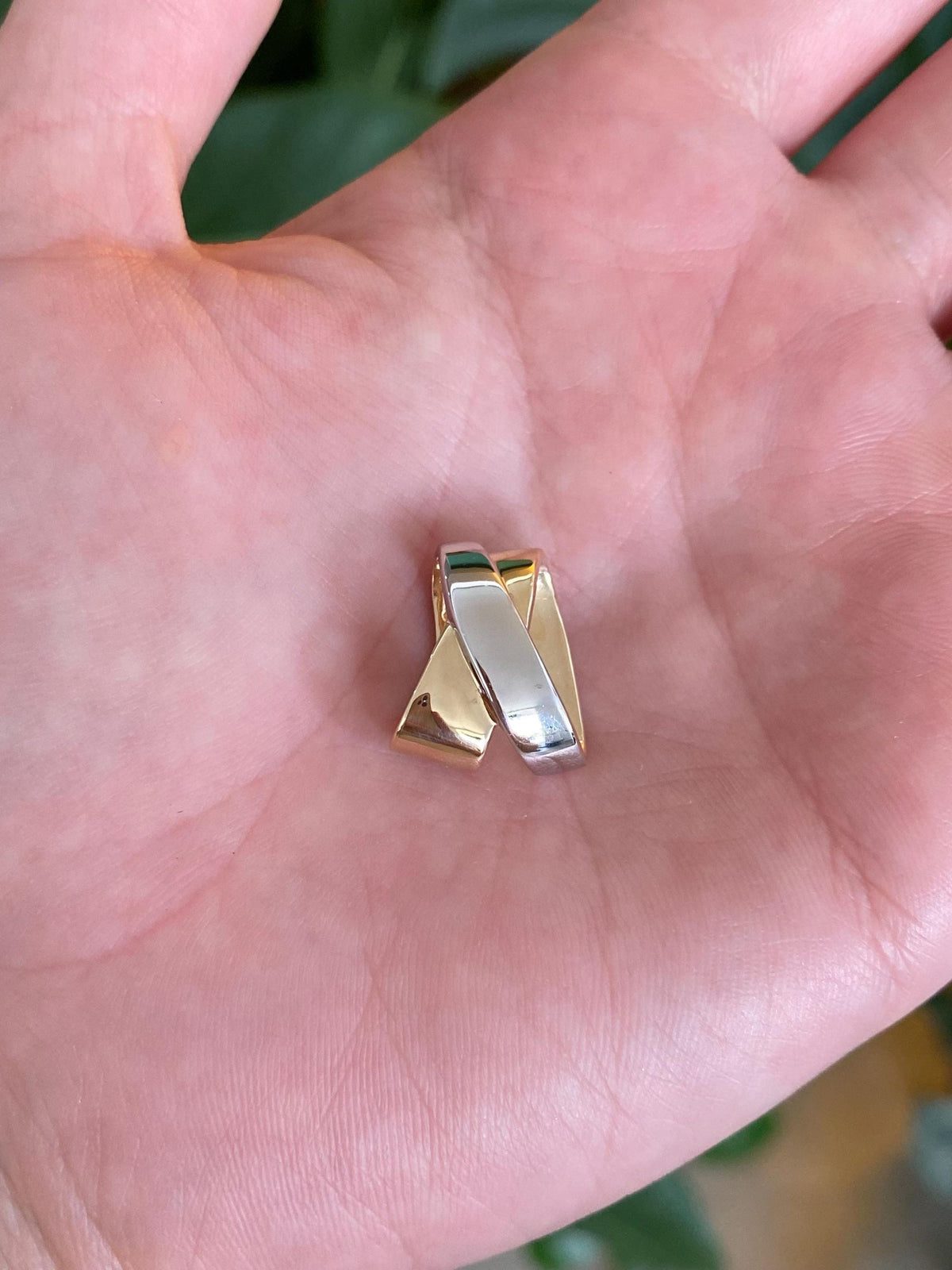 Solid 14k White & Yellow Gold X Slide Charm