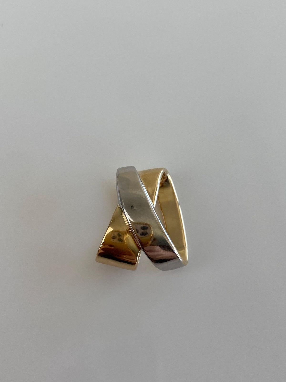 Solid 14k White & Yellow Gold X Slide Charm