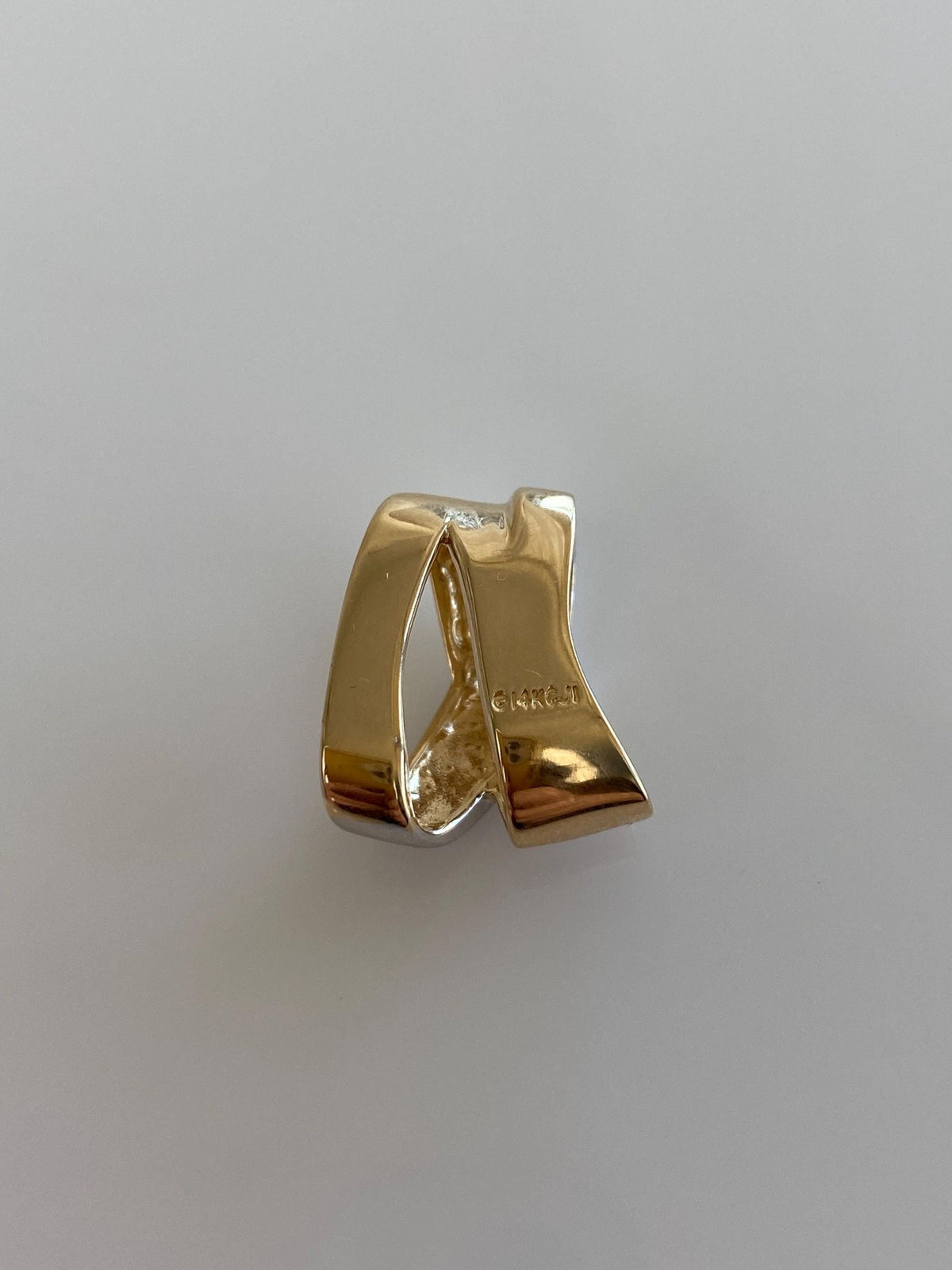 Solid 14k White & Yellow Gold X Slide Charm