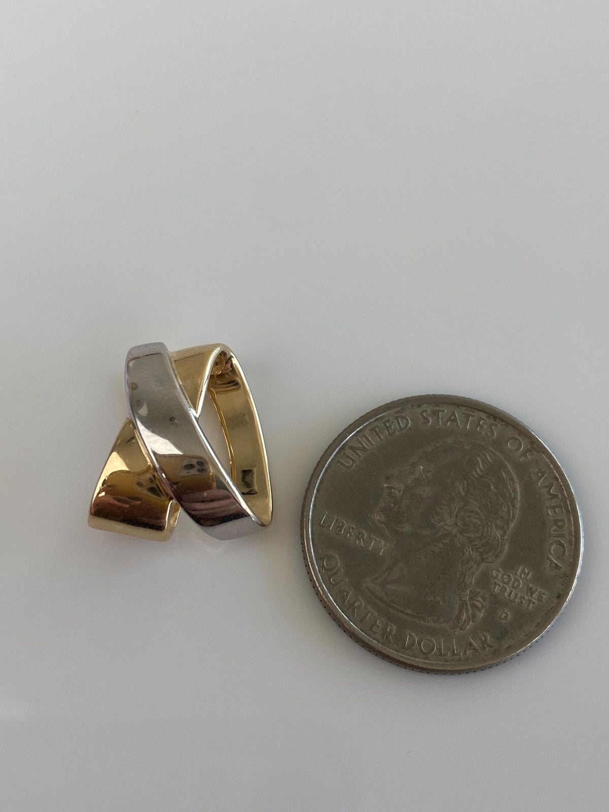 Solid 14k White & Yellow Gold X Slide Charm