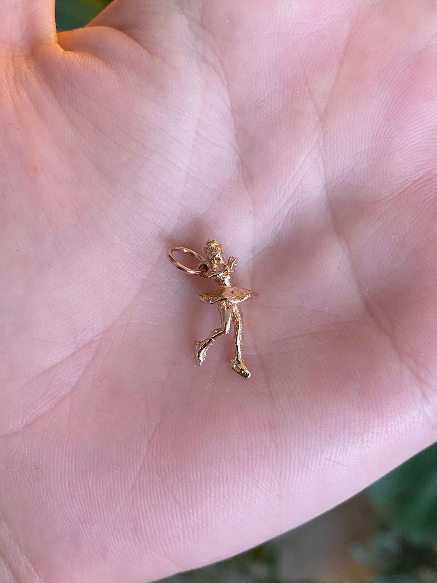 Vintage Solid 14k Rosey Gold Ice Skater Charm