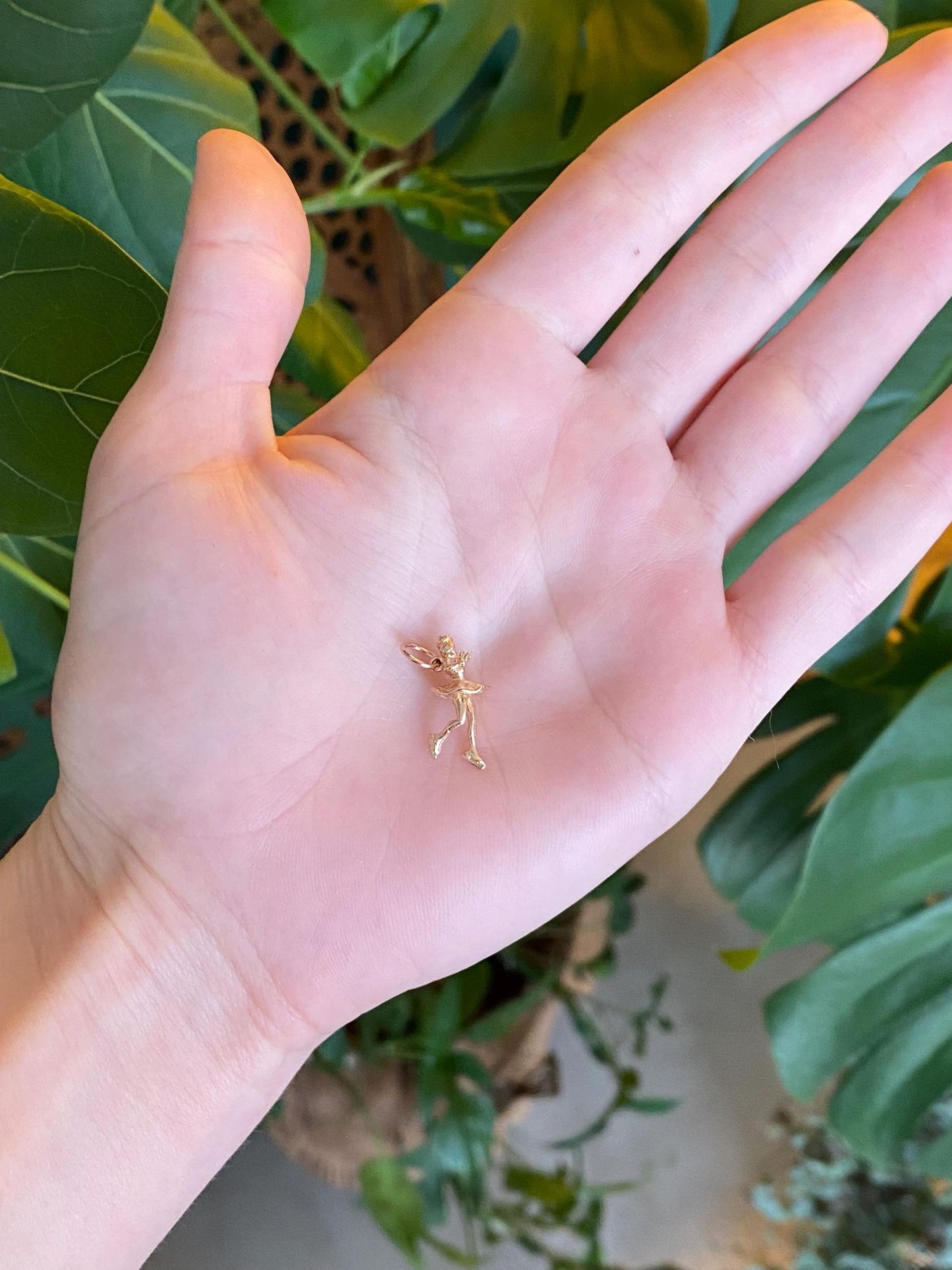 Vintage Solid 14k Rosey Gold Ice Skater Charm