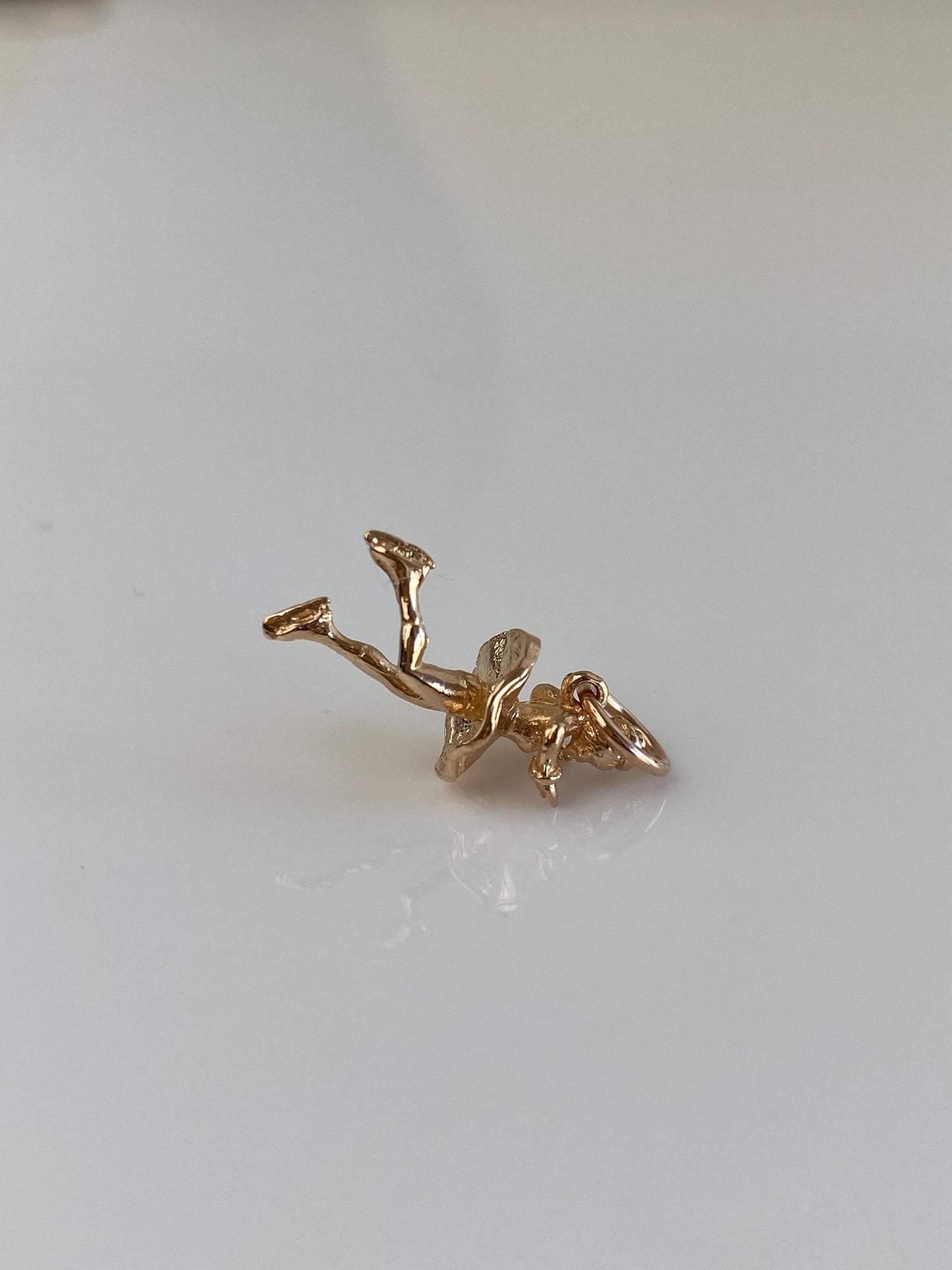 Vintage Solid 14k Rosey Gold Ice Skater Charm