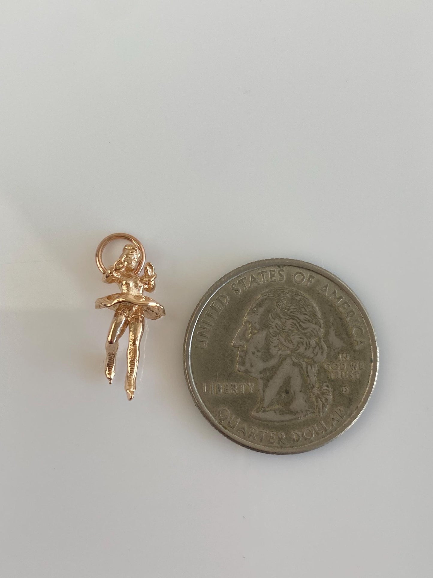 Vintage Solid 14k Rosey Gold Ice Skater Charm
