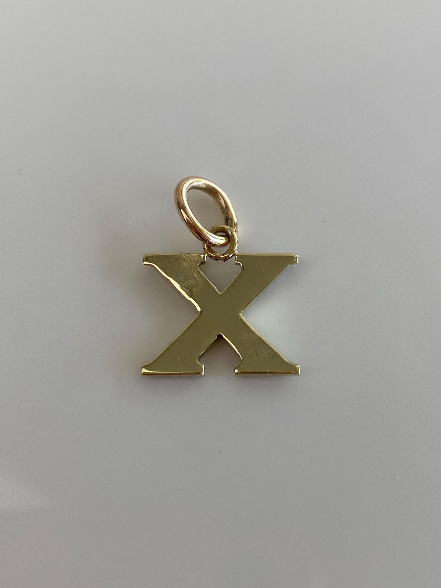Vintage Solid 14k Yellow Gold Red & Blue Enamel Initial 'X' Charm