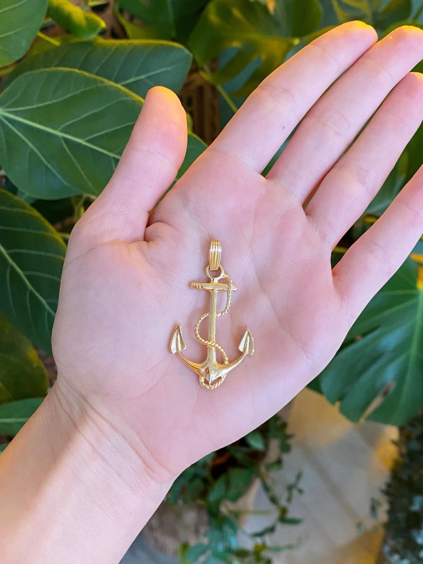 Vintage Solid 14k Yellow Gold Large Anchor Charm