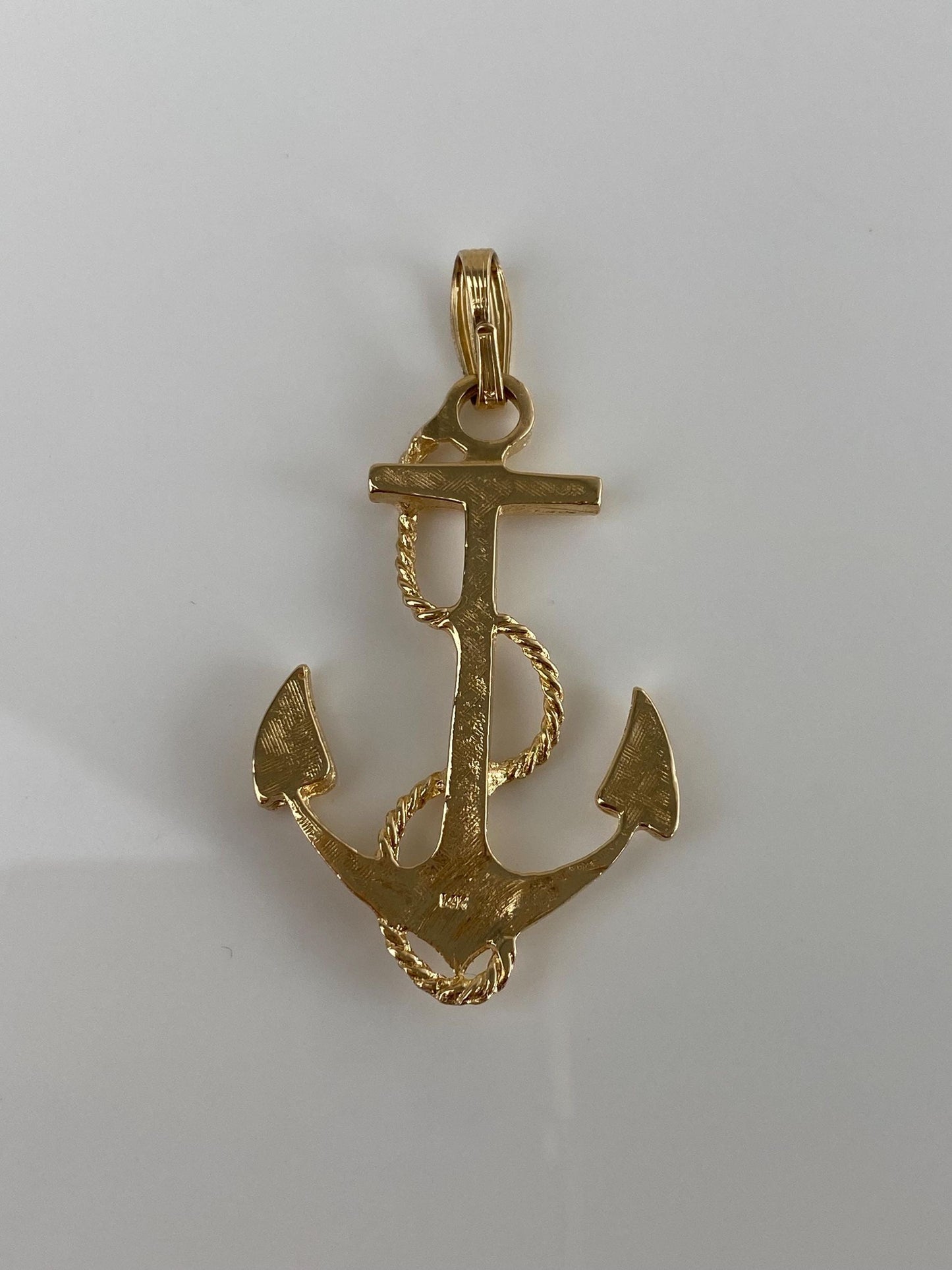 Vintage Solid 14k Yellow Gold Large Anchor Charm