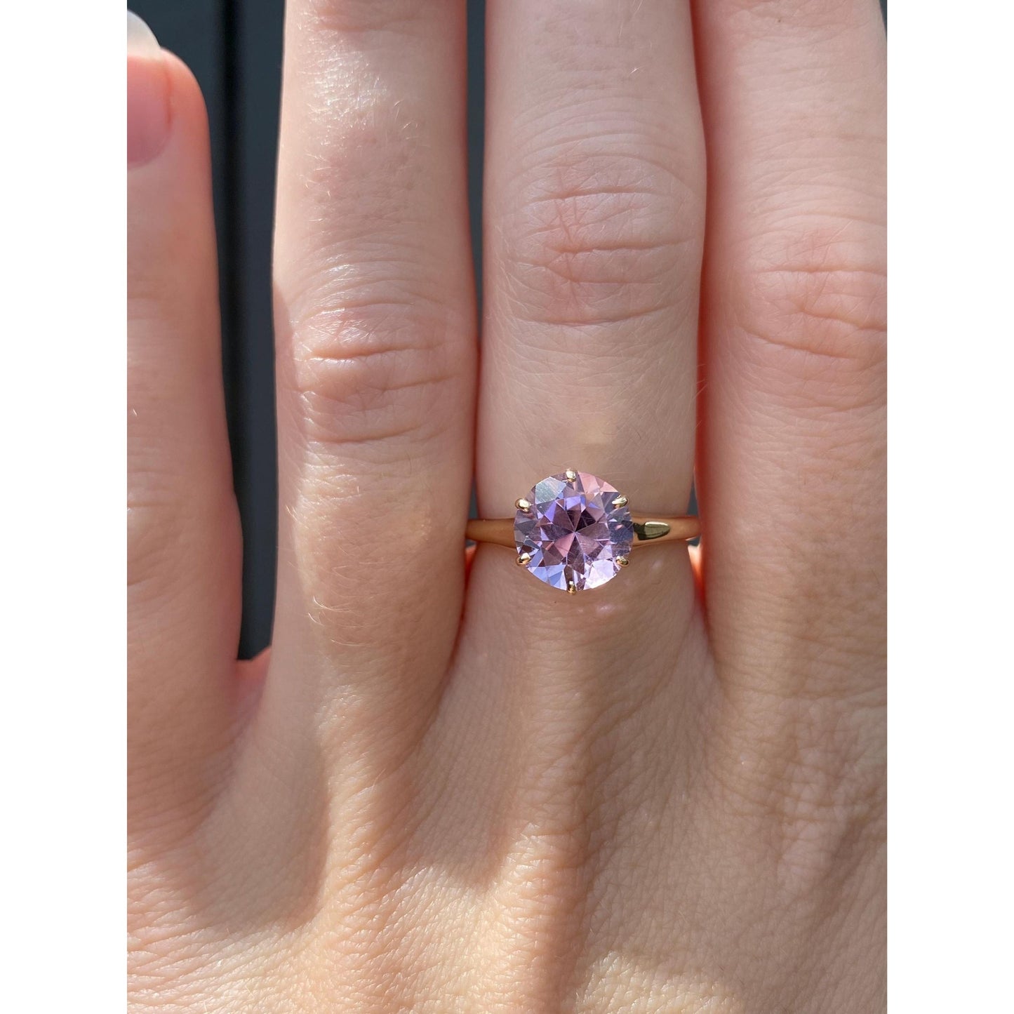 Vintage Solid 14k Yellow Gold Amethyst Ring - Size 6.5