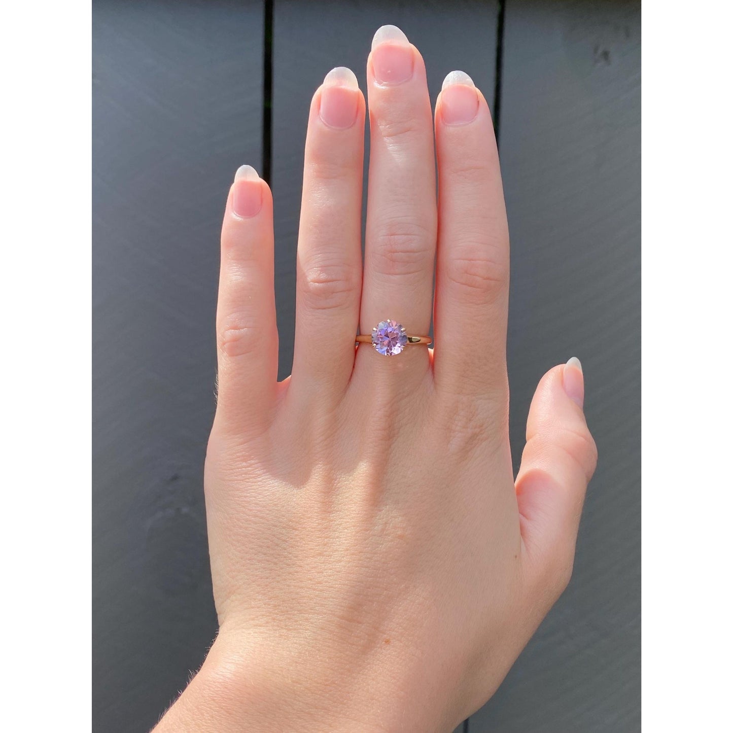 Vintage Solid 14k Yellow Gold Amethyst Ring - Size 6.5