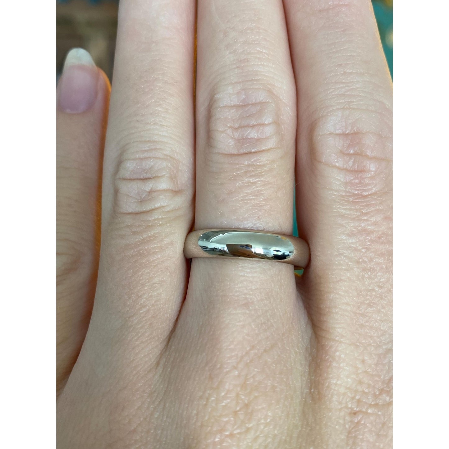 Vintage Solid 14k White Gold Ring Band - Size 8.75