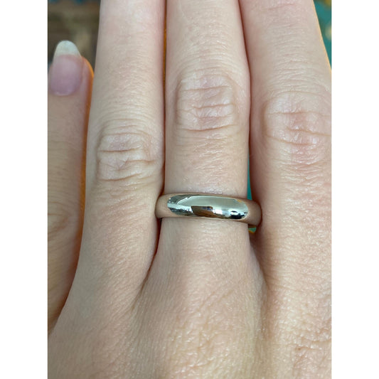 Vintage Solid 14k White Gold Ring Band - Size 8.75