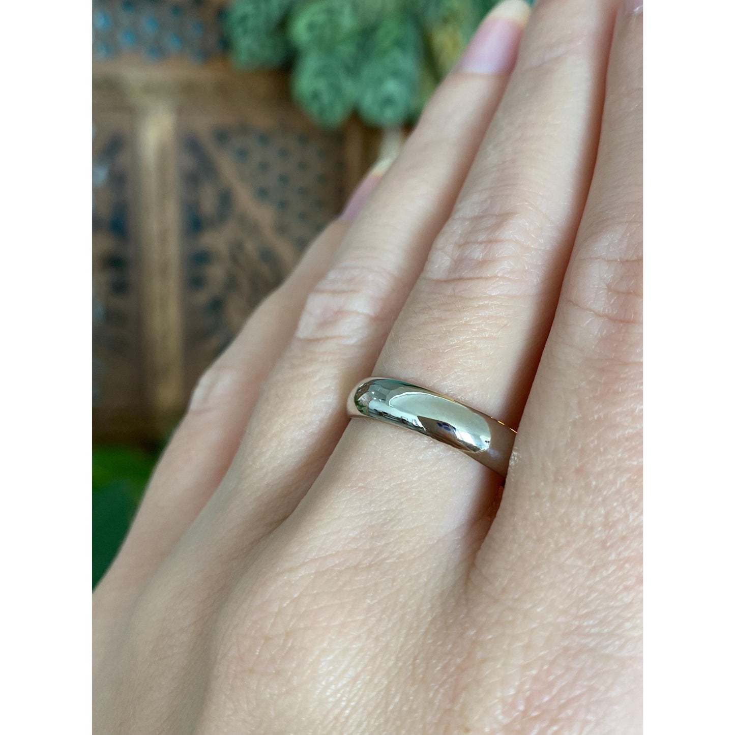 Vintage Solid 14k White Gold Ring Band - Size 8.75