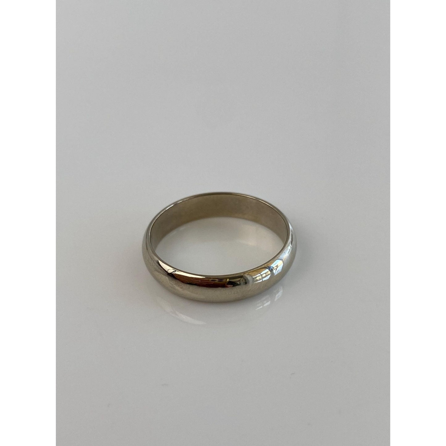 Vintage Solid 14k White Gold Ring Band - Size 8.75