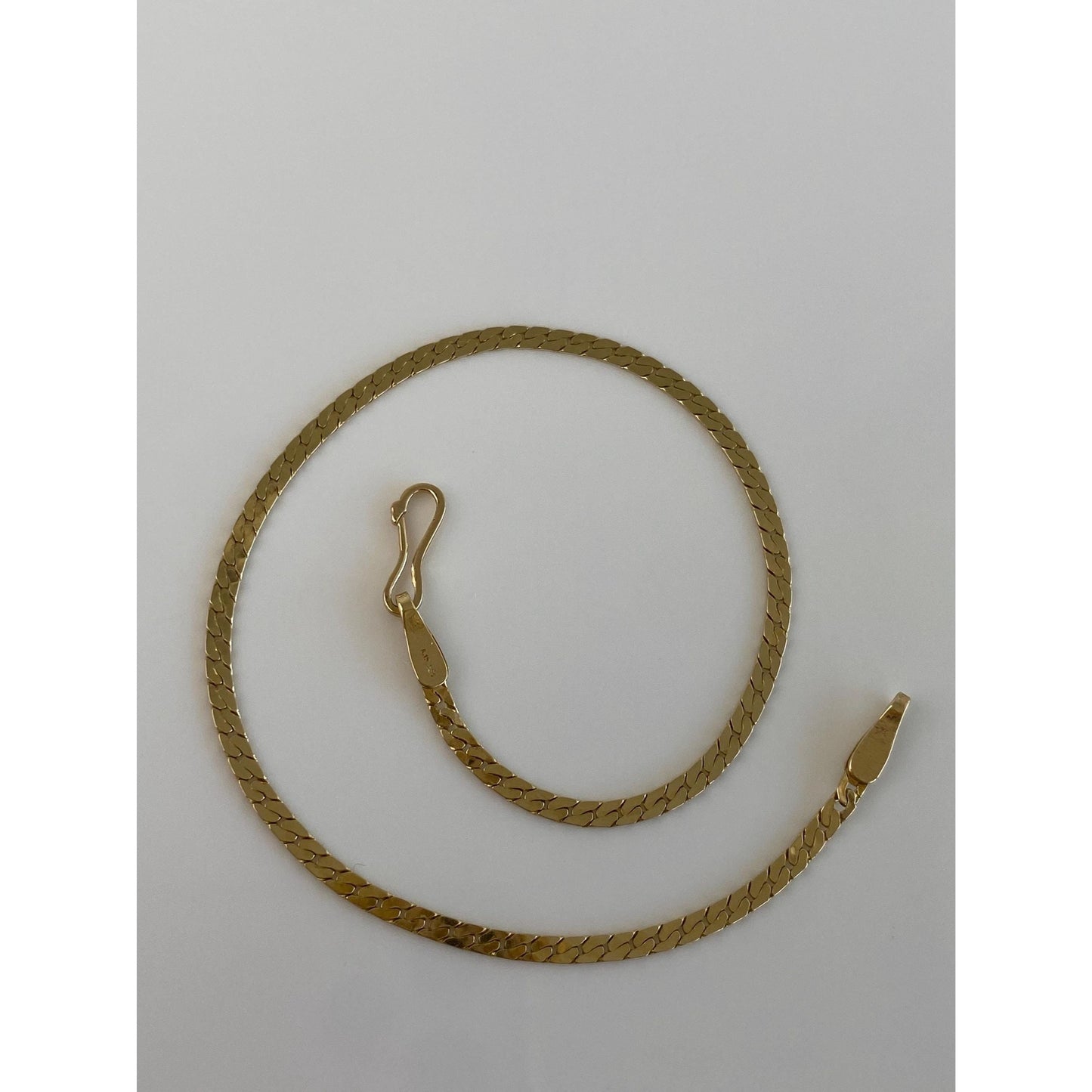 Vintage Solid 14k Yellow Gold Flat Curb Chain Bracelet - 8 inches