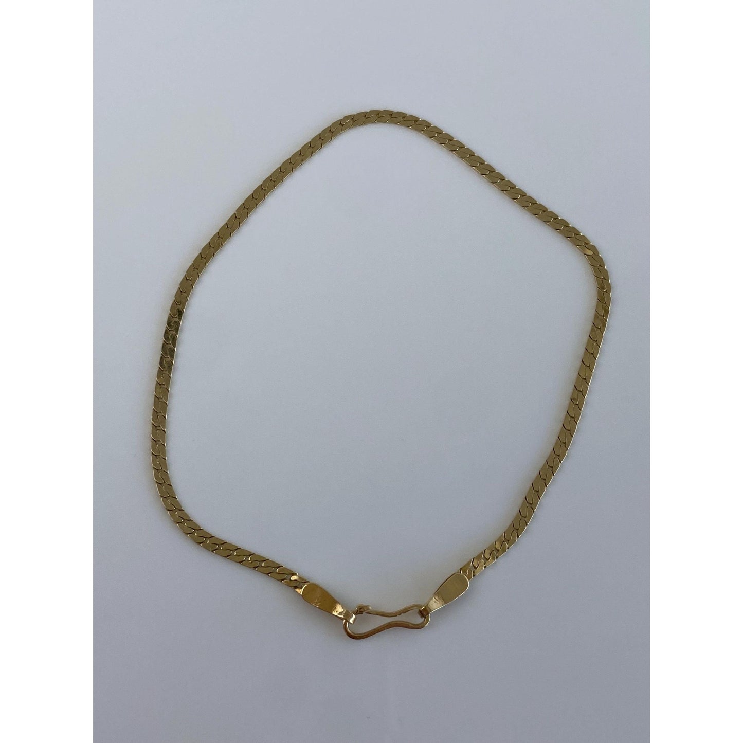 Vintage Solid 14k Yellow Gold Flat Curb Chain Bracelet - 8 inches