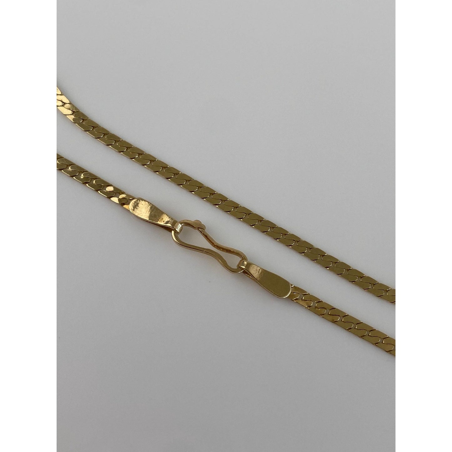 Vintage Solid 14k Yellow Gold Flat Curb Chain Bracelet - 8 inches