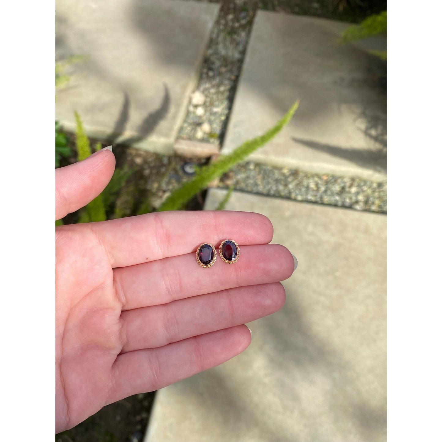 Vintage Solid 14k Yellow Gold Pink Tourmaline Stud Earrings