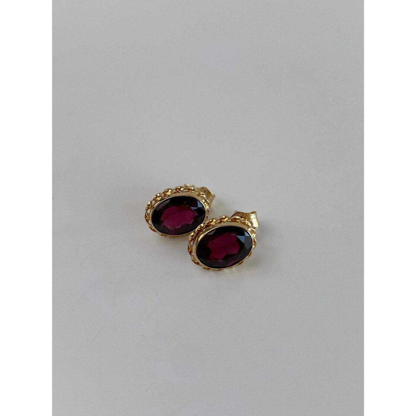 Vintage Solid 14k Yellow Gold Pink Tourmaline Stud Earrings