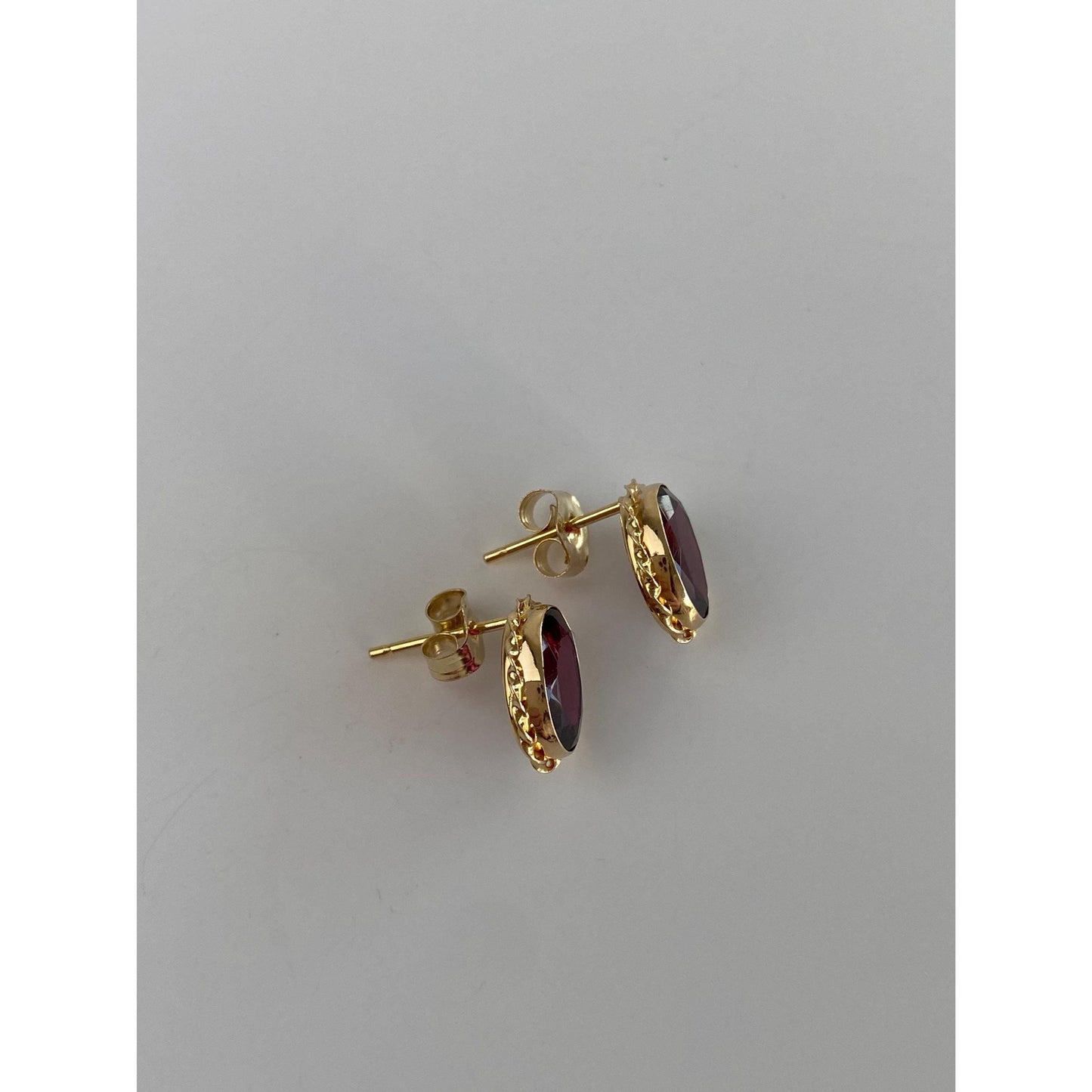 Vintage Solid 14k Yellow Gold Pink Tourmaline Stud Earrings
